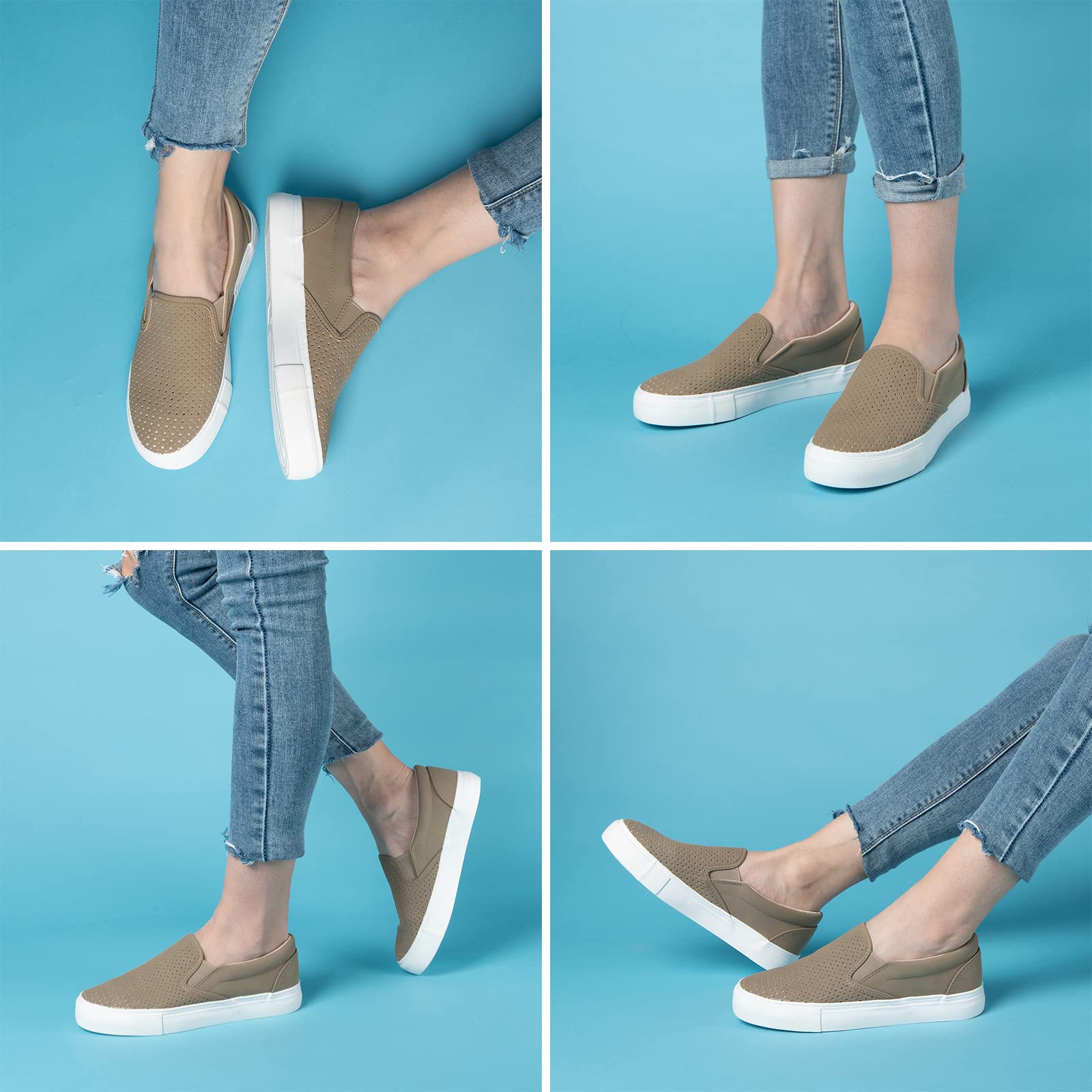 JENN ARDOR Women's Slip On Sneakers - Comfortable Memory Foam Walking Shoes - Fashion Loafers for Casual Wear - Perfect for Work, Travel & Everyday Use