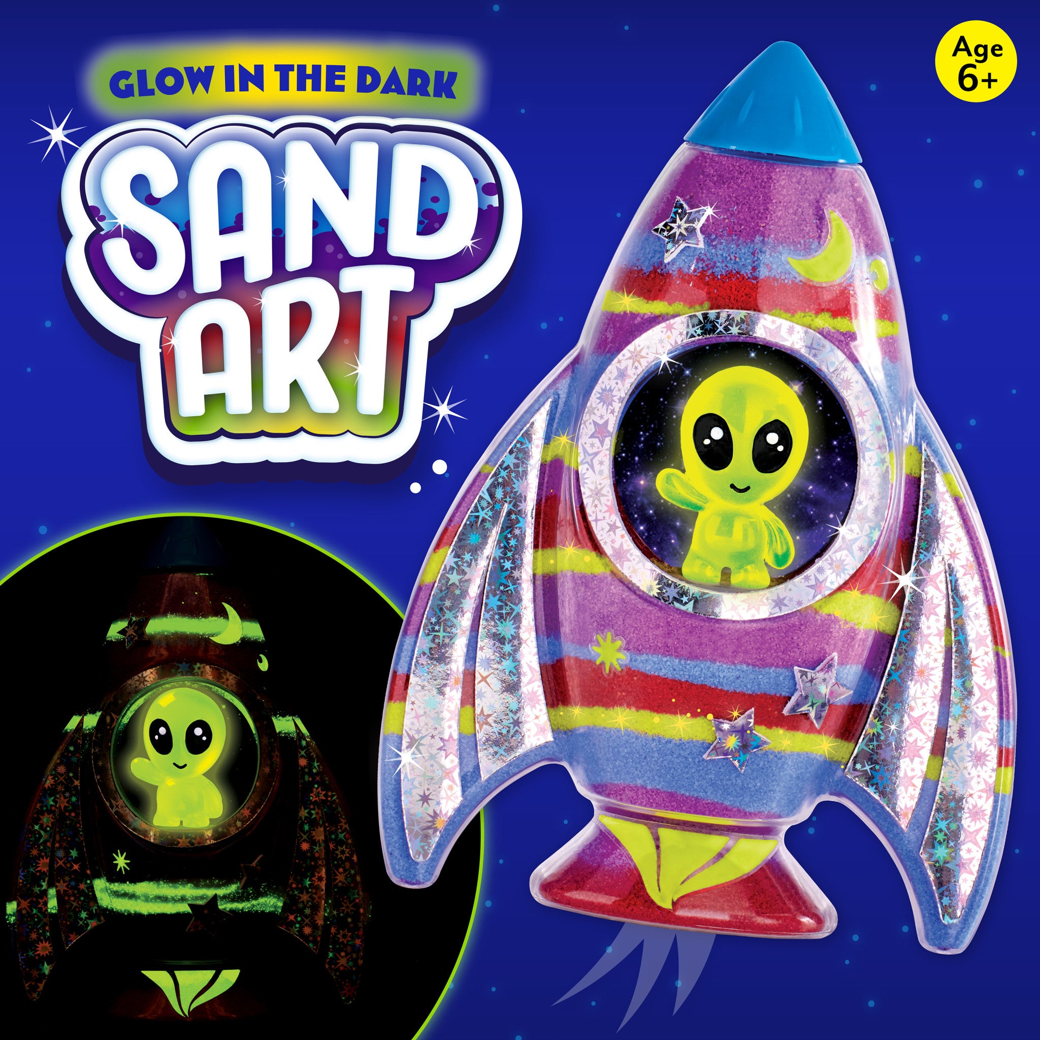Glow in the Dark Sand Art Rocket Kit - DIY Space Craft for Kids & Adults - Creative Science Experiment & Night Light Decor #6392000 | Perfect for Bedroom, Classroom & STEM Activities