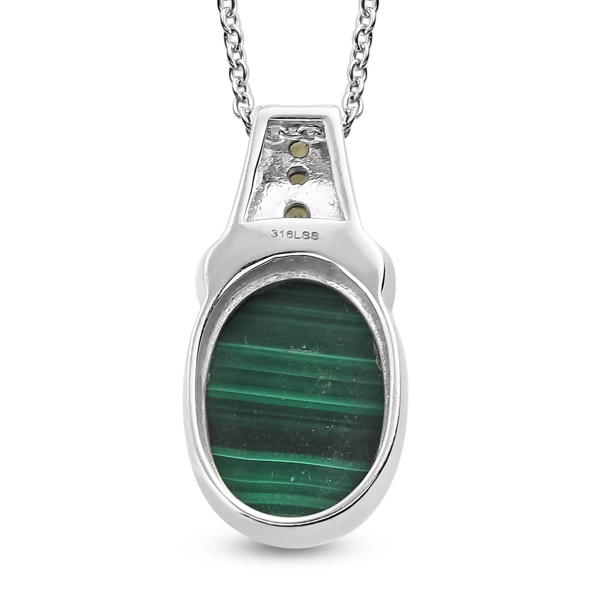 SHOP LC Stainless Steel Malachite & Peridot Birthstone Pendant Necklace for Women - 20 Inch Adjustable Chain, Elegant Jewelry Gift for Birthday, Anniversary & Special Occasions | Perfect for Everyday Wear, Parties & Formal Events