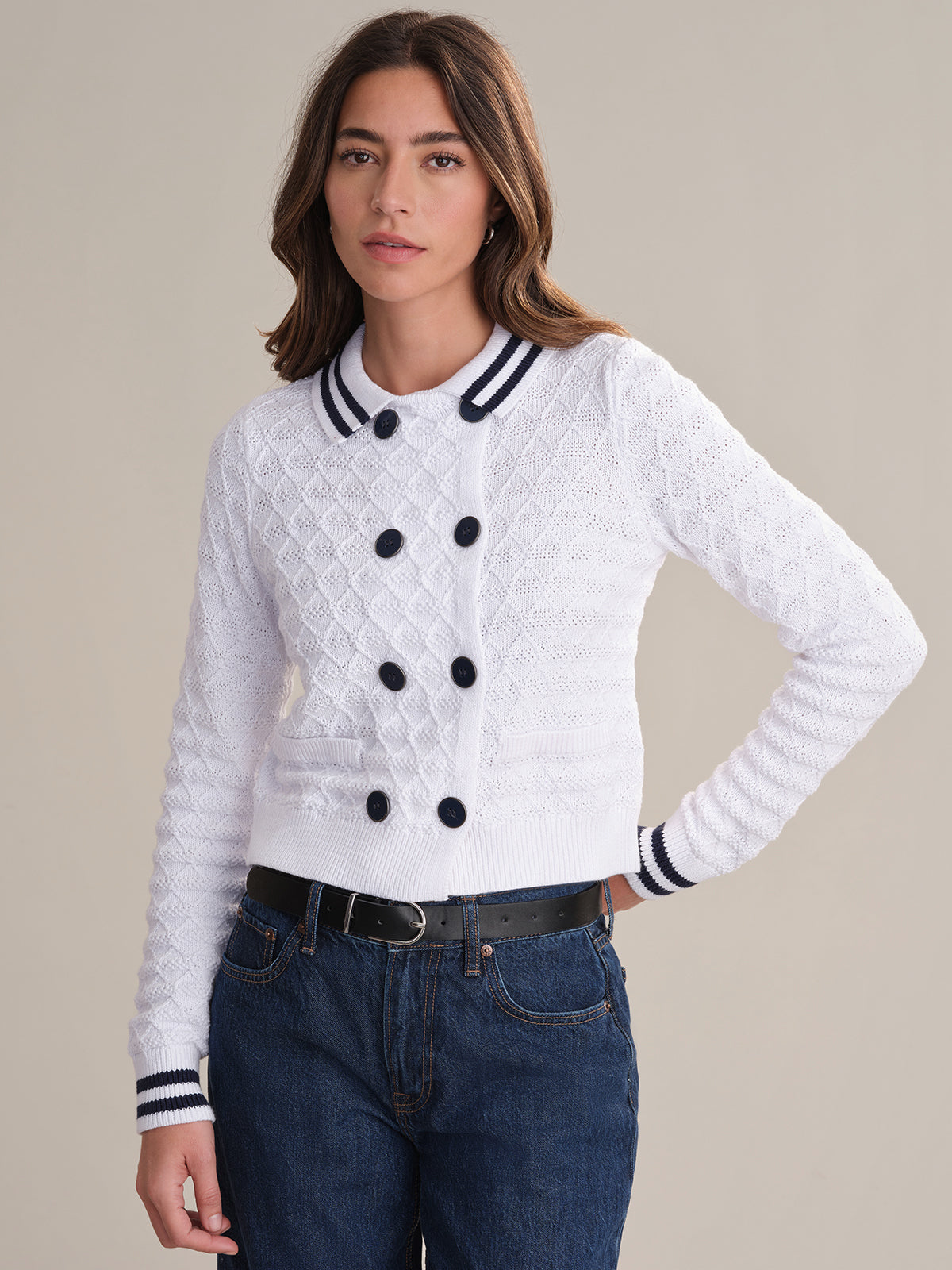 Leena Women's Double Breasted Cardigan Sweater - Stylish Button Front Knit Top for Office, Date Night & Fall Layering