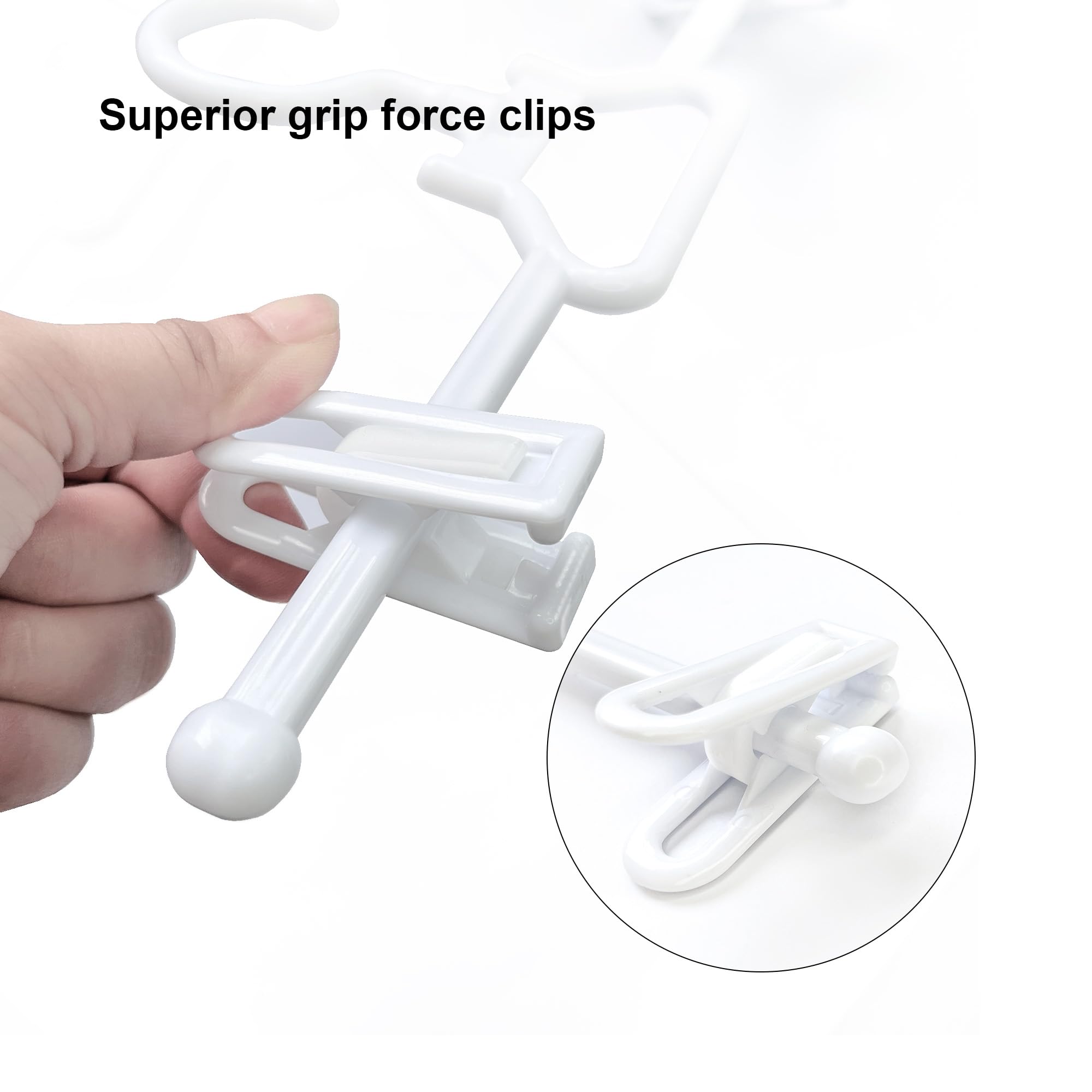 10-Pack Slim Plastic Pants Hangers with 360° Swivel Hook & Pinch Clips - Space-Saving Closet Organizer for Baby, Kids & Adult Clothes (White) | Perfect for Travel, Dorm & Small Closet Storage