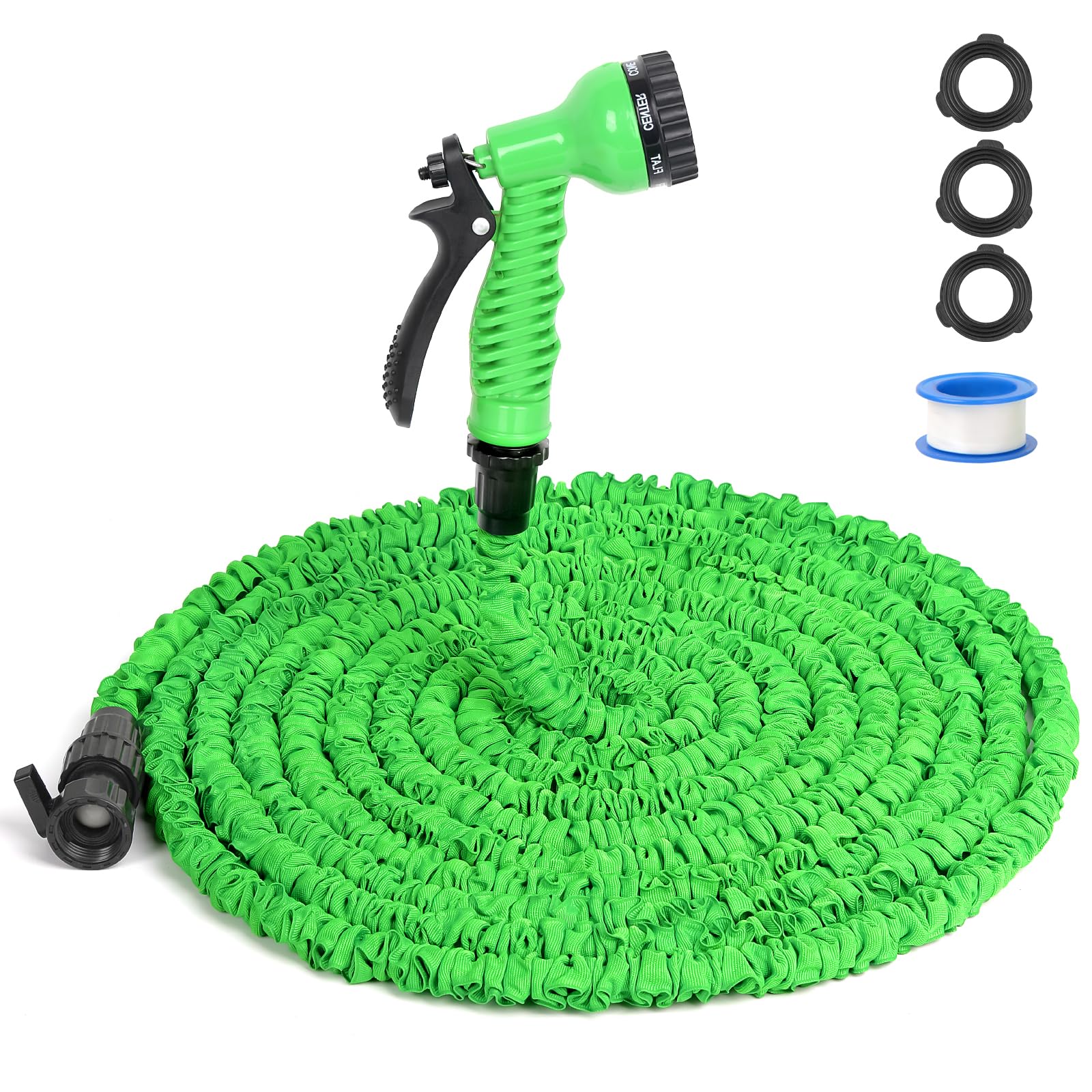 Expandable Garden Hose 50FT - Lightweight Flexible Water Hose with 7 Function Spray Nozzle, Leak-Proof Magic Hose for Gardening, Car Washing, Lawn Watering & Outdoor Cleaning (Ideal for Backyard, Patio, and Yard Maintenance)