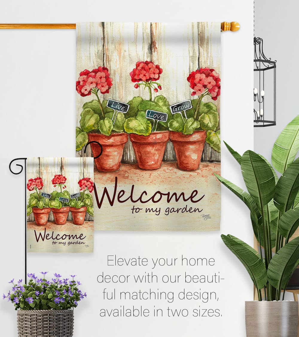 Breeze Decor Welcome to My Garden House Flag Kit - Double-Sided Spring Floral Banner with Sunflower, Tulip, Rose, Orchid & Lilies - Made in USA - Perfect for Springtime Yard Decoration & Seasonal Gift Giving