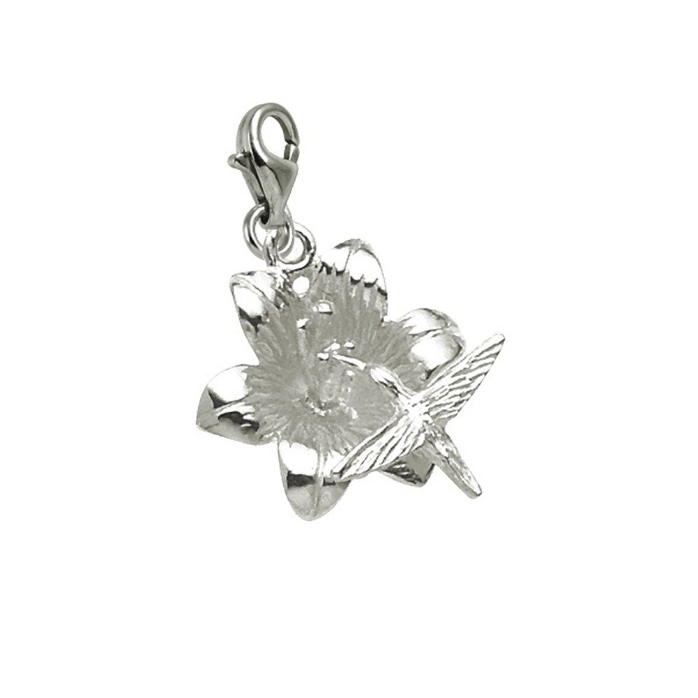 Vibrant Hibiscus Charm with Lobster Claw Clasp - Handmade Jewelry Charms for Bracelets & Necklaces - Perfect for DIY Jewelry Making, Beach-Themed Accessories, and Summer Fashion