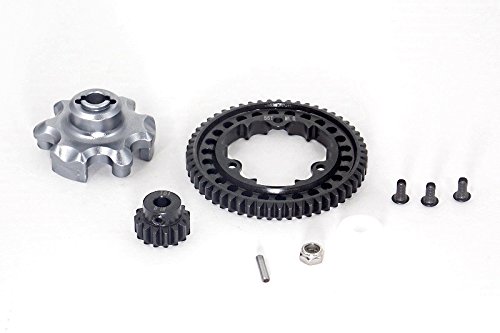 GPM Aluminum Gear Adapter & Steel Spur Gear 55T + 15T Motor Gear Upgrade Kit for Traxxas X Maxx 4X4 6S RC Truck - Gray Silver Set (Perfect for Off-Road Bashing & High-Speed Performance)
