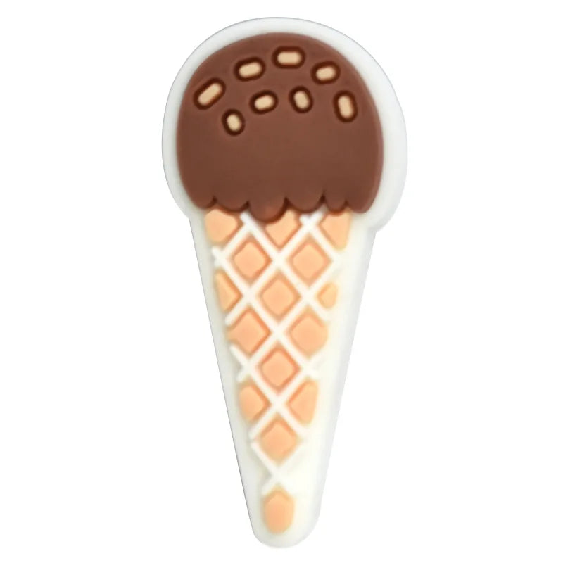 1Pcs PVC Summer Beach Ice Cream Cactus Shoe Charms for Crocs - Cute Shoe Accessories & DIY Decorations - Fits Crocs Shoes & Wristbands - Perfect for Beach Parties, Pool Days & Summer Fashion