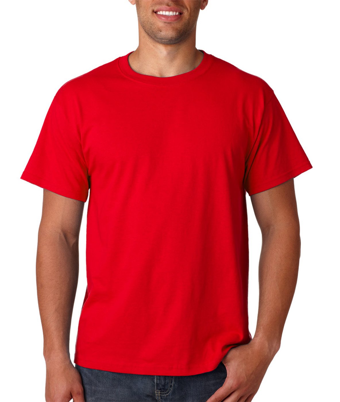 Premium 100% Heavy Cotton T-Shirts for Men - 6 Pack (6XL, True Red) - Soft & Durable Crewneck Tees for Casual Wear, Workout & Everyday Comfort