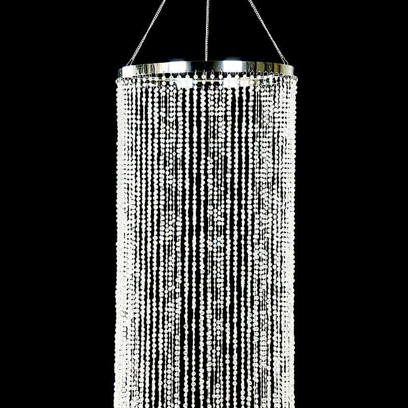 Elegant Clear Crystal Beaded Column Chandelier - Perfect for Dining Room, Living Room & Bedroom Lighting Decor