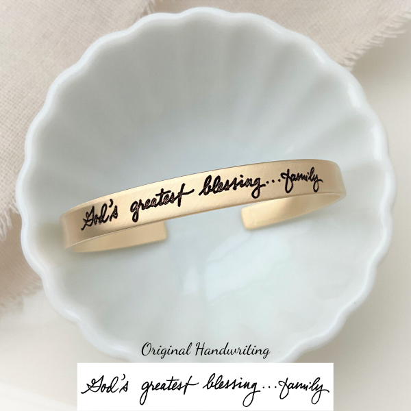 Custom Engraved Gold Brass Cuff Bracelet - 1/4