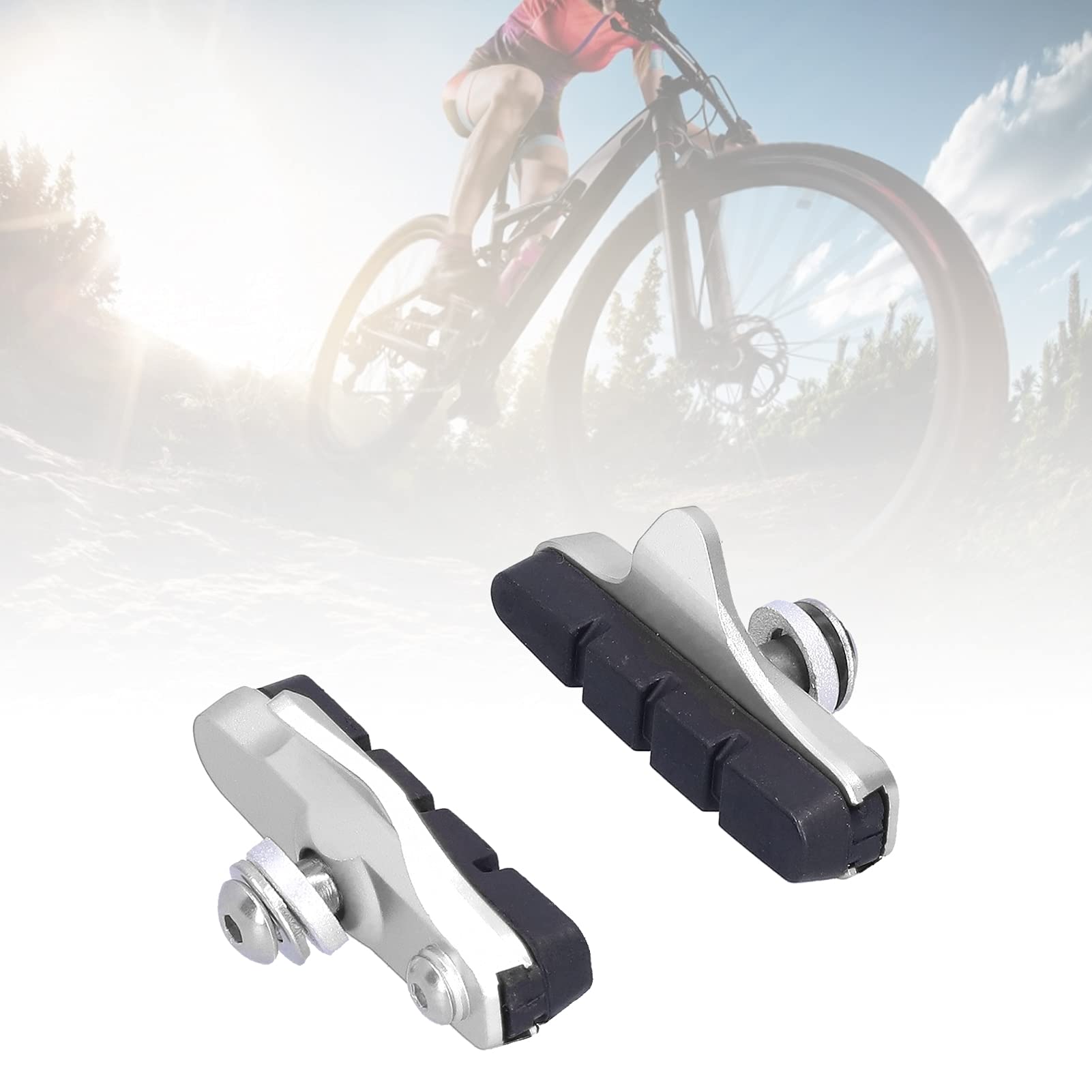 Premium Bike C-Brake Pads - Durable Rubber & Aluminum Brake Blocks for Enhanced Safety (Silver) | Ideal for Mountain Bikes, Road Bikes & Cycling Enthusiasts