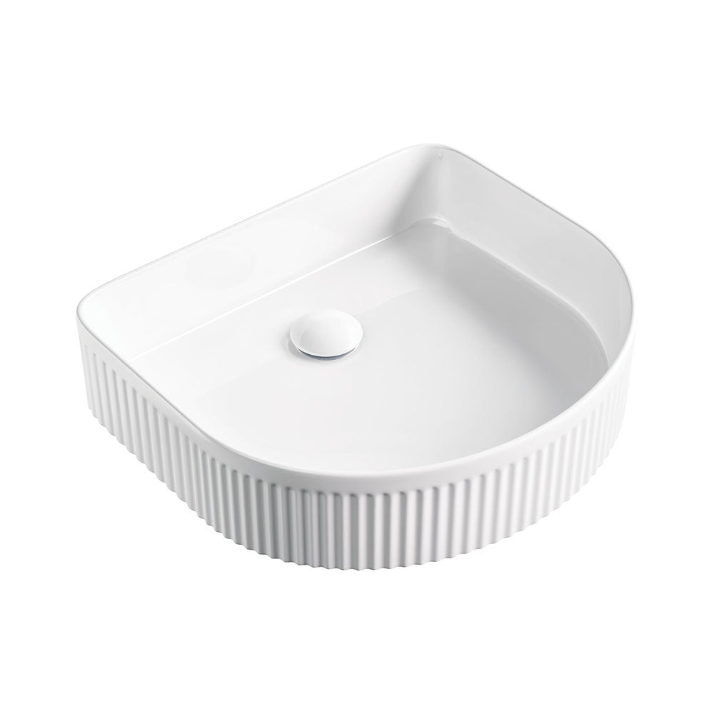 Fienza Eleanor RB463 White Above Counter Bathroom Sink - Modern Arch Design for Vanity, Powder Room, and Guest Bath Installation