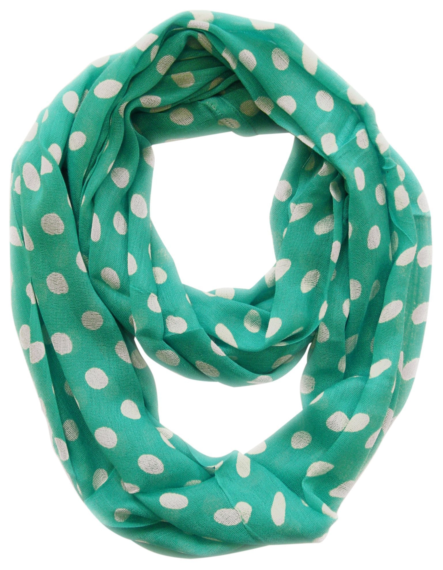 Teal & Ivory Peach Couture Lightweight Sheer Polka Dot Infinity Scarf - Perfect for Spring Outfits, Office Wear & Casual Fashion Accessories