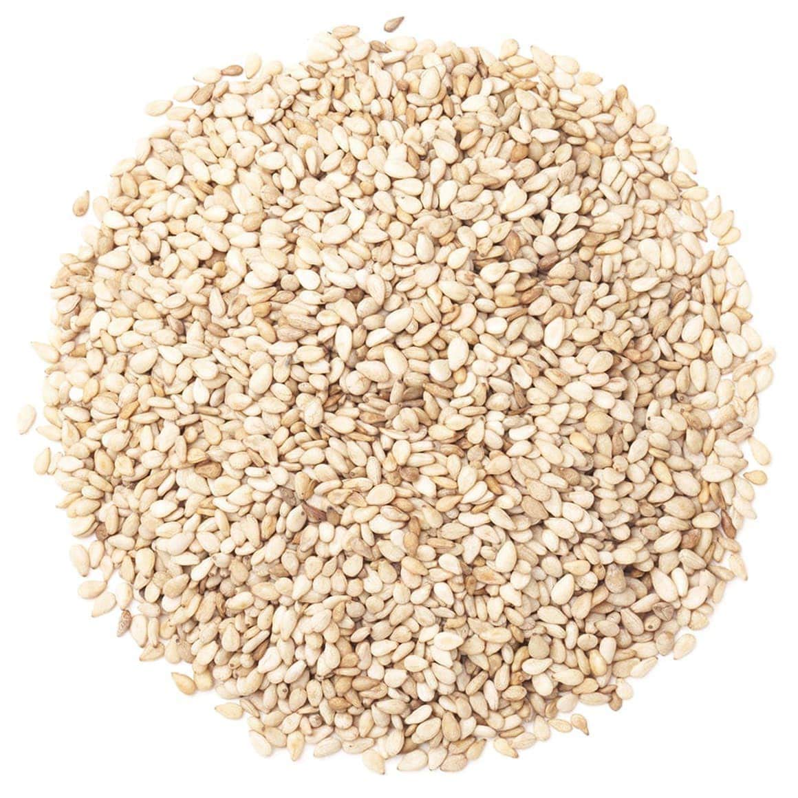 Organic Hulled Sesame Seeds 1lb - Raw White Sesame Seeds, Non-GMO, Kosher, Vegan, Unroasted Bulk | High in Iron & Calcium | Perfect for Tahini, Stir Fry, Salad, Baking & Healthy Snacks