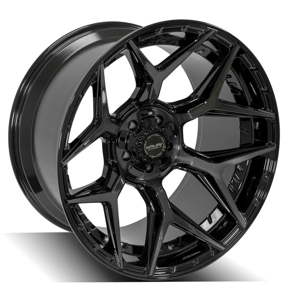4Play Gen3 4P06 Gloss Black Wheels 22x12.0 - Brushed Face & Tinted Clear Finish - 5x127/5x139.7mm Bolt Pattern - 87.1mm Center Bore - Perfect for Off-Road Trucks, SUVs, and Custom Builds