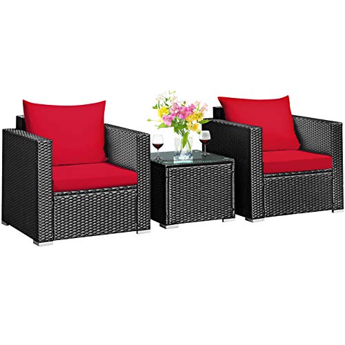 Black Rattan With Red Cushion