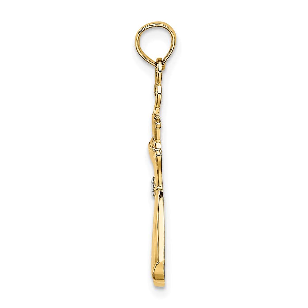14K White and Yellow Two-Tone Gold Floral Pendant Necklace - Elegant Floral Jewelry for Women, Perfect for Weddings, Parties & Special Occasions