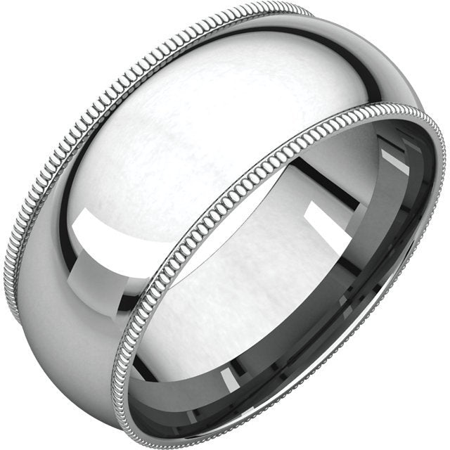 14K Gold 8mm Comfort Fit Milgrain Wedding Band for Men - Perfect for Engagement, Anniversary & Special Occasions