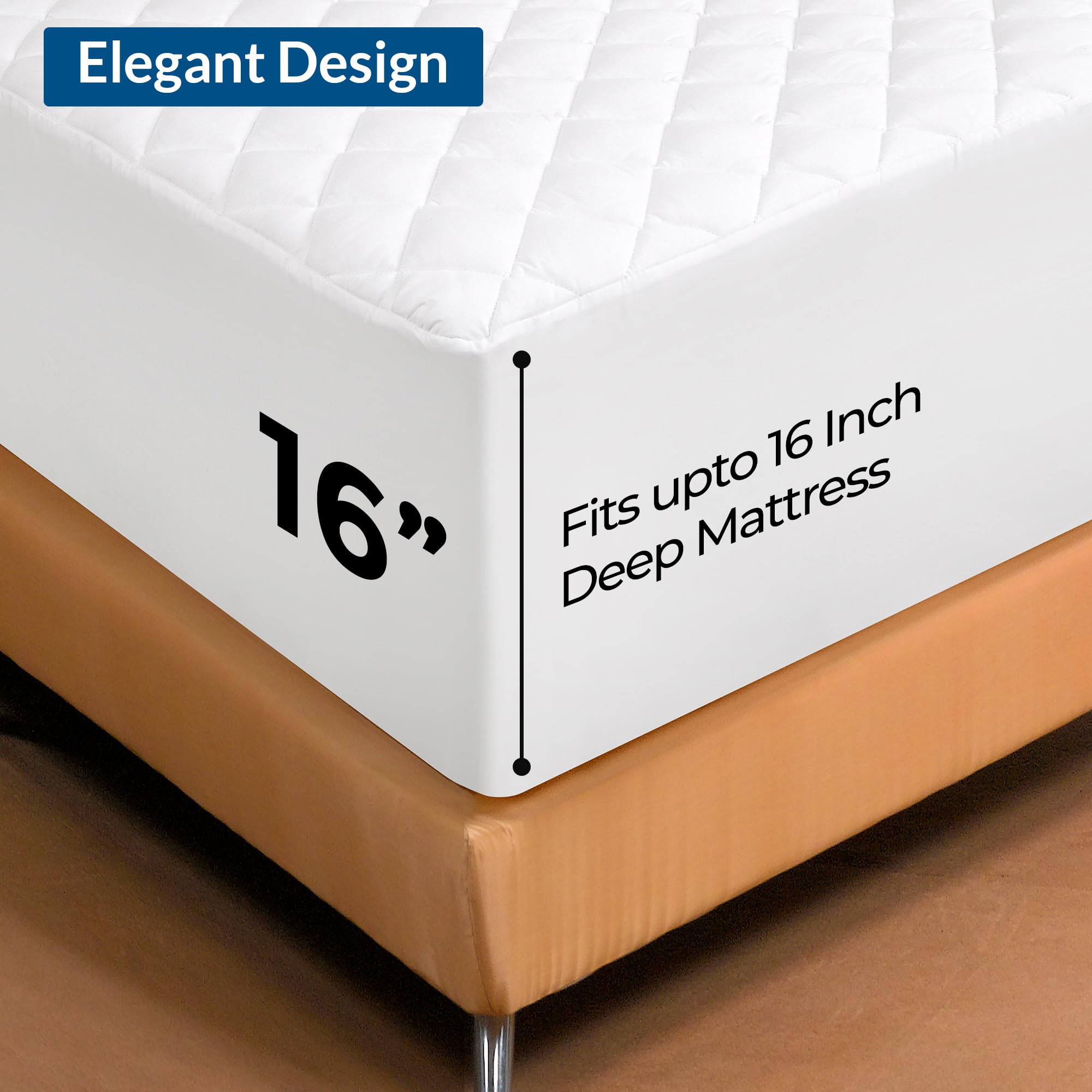 Royale Linens Full Size Mattress Topper - 3 Inch Soft Quilted Cooling Mattress Pad Protector - Deep Pocket Fits 16 Inch Mattress - Breathable Bed Topper for Back Pain Relief - Machine Washable (54x75 Inches) - Perfect for Guest Beds, Dorms & Hot Sleepers