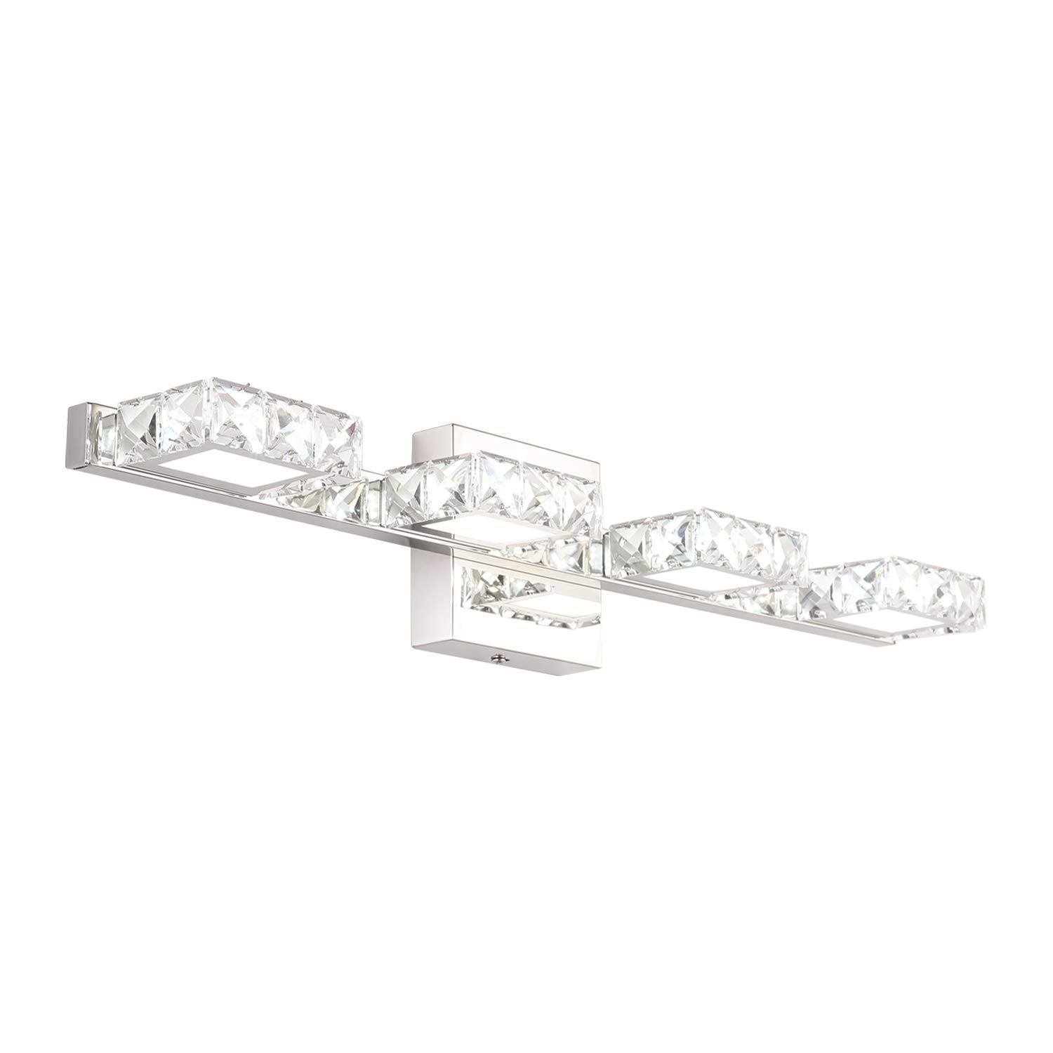 Letsun 24 Inch LED Crystal Vanity Lights for Bathroom - Chrome Finish 4-Light Fixture with 6500K White Light - Perfect Over Mirror Lighting for Makeup, Shaving & Grooming