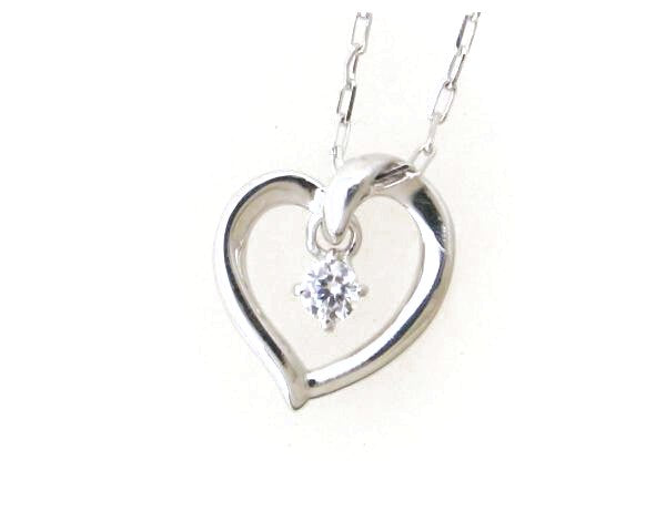 4℃ Heart White Stone Necklace K10WG White Gold 111646123211 - Elegant Jewelry Gift for Women, Perfect for Valentine's Day, Anniversary & Special Occasions