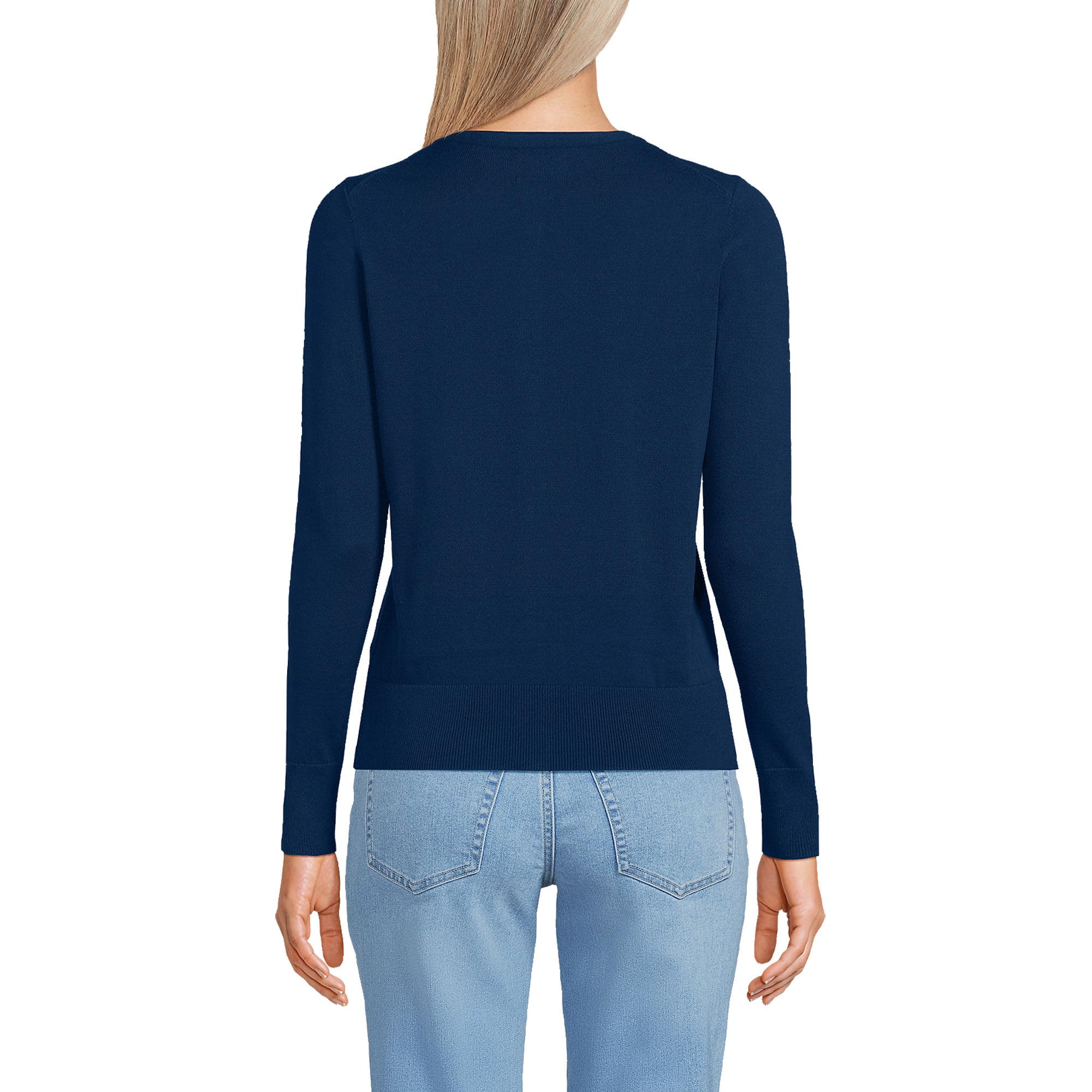 Lands' End Women's Fine Gauge Cotton Cardigan Sweater - Soft Lightweight Knit Open Front Wrap for Office, Casual & Layering