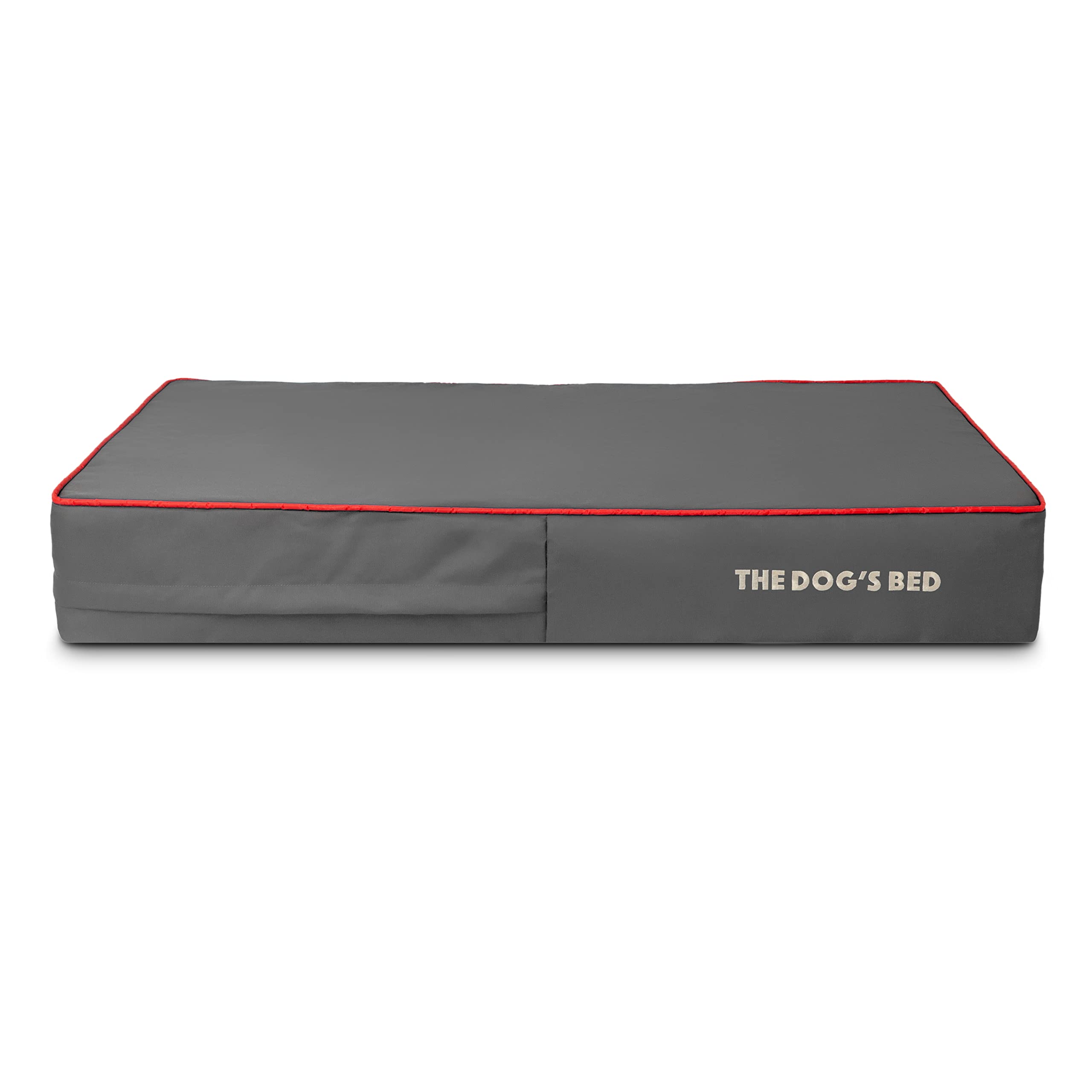 Washable Dog Bed Replacement Cover Only - Oxford Fabric, Large 40”x25”x6” - Grey with Red Trim (No Bed/No Inner) | Perfect for Pet Sofas, Kennels & Travel Crates
