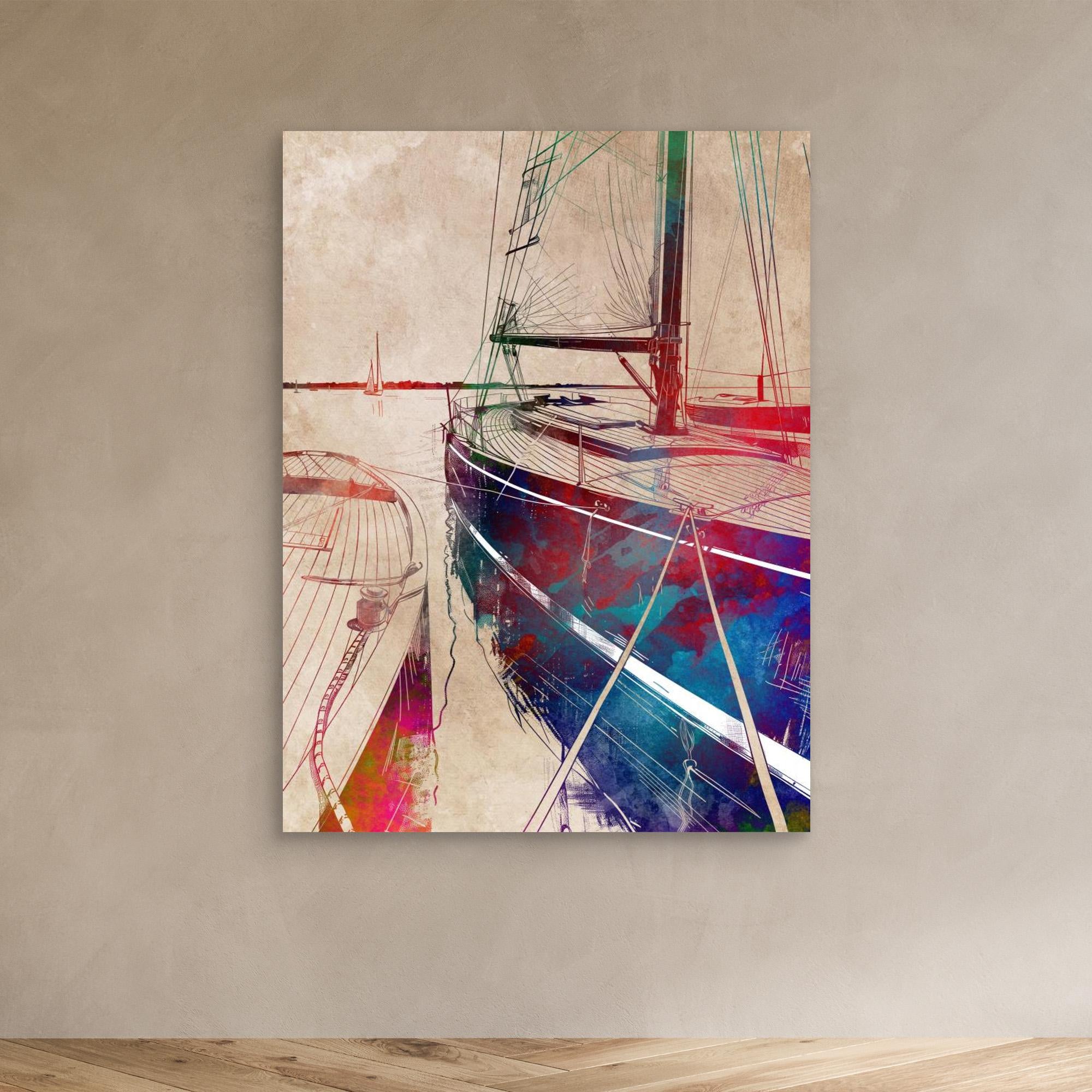Sport Yachting Canvas Art Print - Nautical Wall Decor by Justyna Jaszke - Perfect for Beach House, Office or Boat Lover's Home