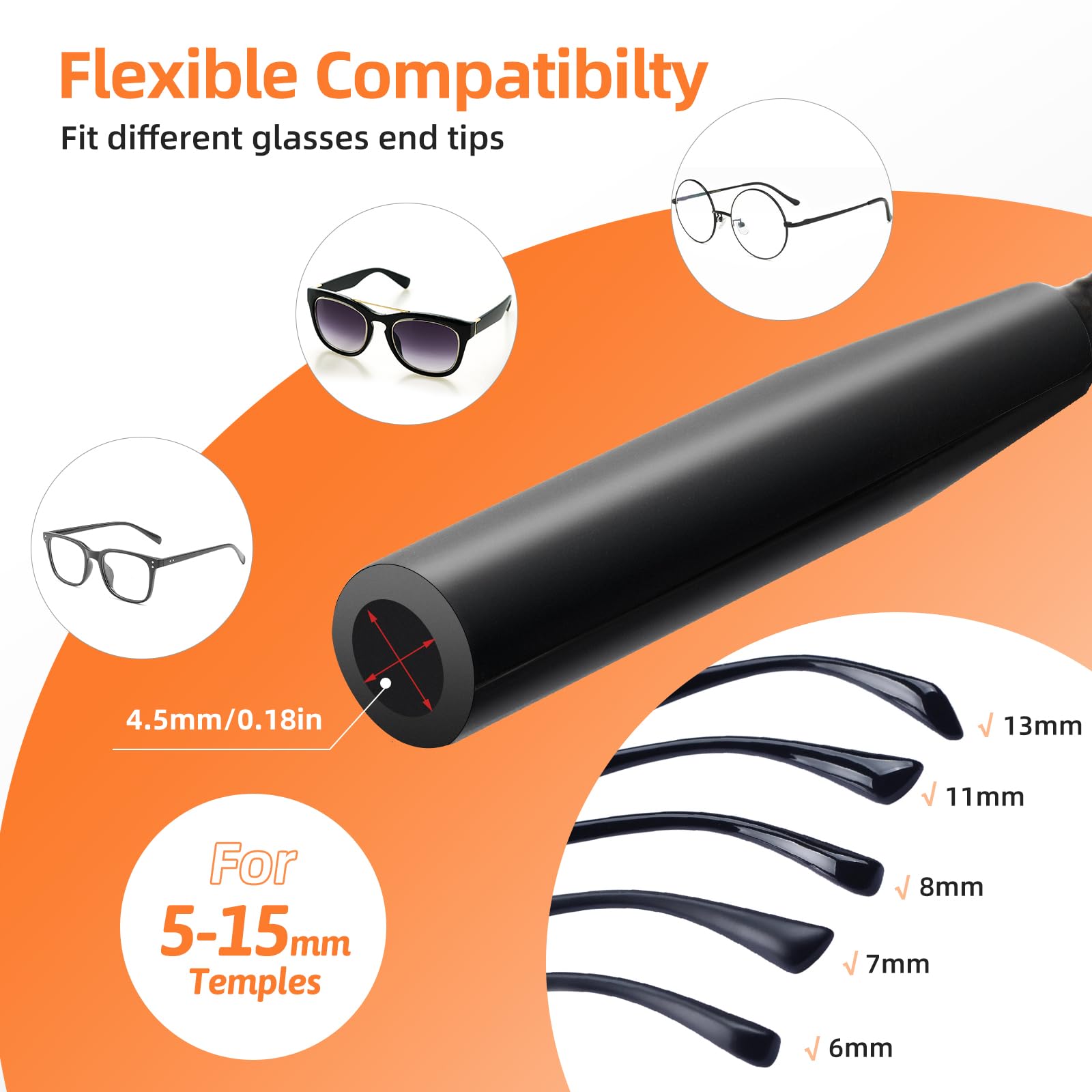 GOSALISU Black Sunglasses Strap for Men & Women - Ultra-Light Eyeglass Holder Neck Strap for Sports, Running, Hiking & Outdoor Activities