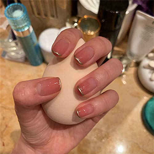 24Pcs French Ombre False Nails - Glossy Gradient Short Square Fake Nails with Glue & Salon Clip - Natural Full Cover Press On Nails for Women & Girls (Orange) - Perfect for Parties, Weddings & Daily Wear