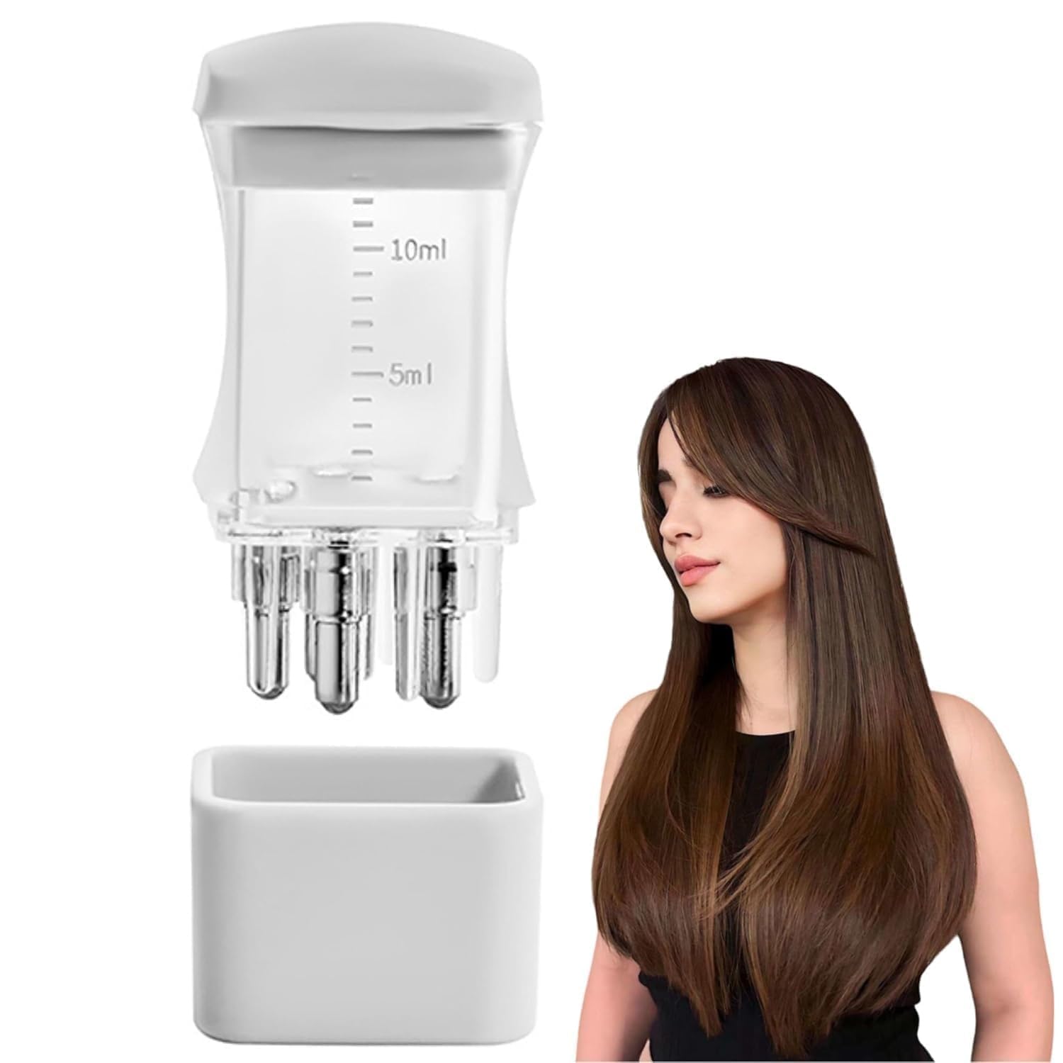 RAHUZONE Silicone Hair Oil Applicator Comb - Anti-Leak Scalp Oil Dispenser for Oily & Greasy Hair - Transparent 10ml Bottle with Scale Control - Perfect for Salon Care, Home Use & Travel Hair Treatments