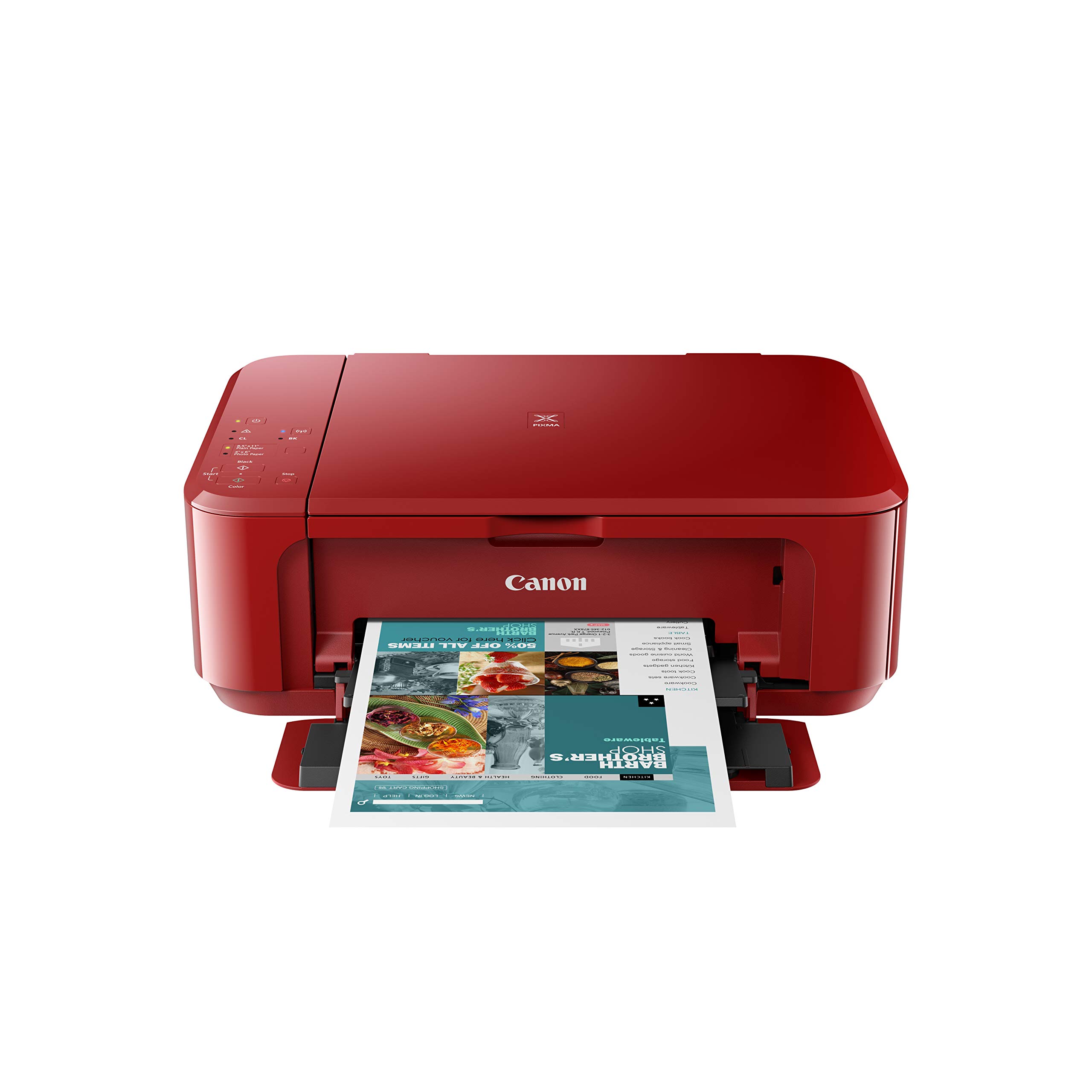 Canon PIXMA MG3650S Wireless All-in-One Color Inkjet Printer with Scanner, Copier, WiFi, Apple AirPrint & Auto Duplex Printing - Red | Perfect for Home Office, School Projects & Small Business Printing Needs
