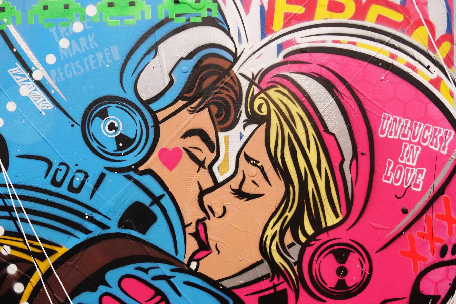 Romancing Cadets 160cm x 60cm Textured Urban Pop Art Canvas Painting - Modern Wall Decor for Living Room, Bedroom & Office