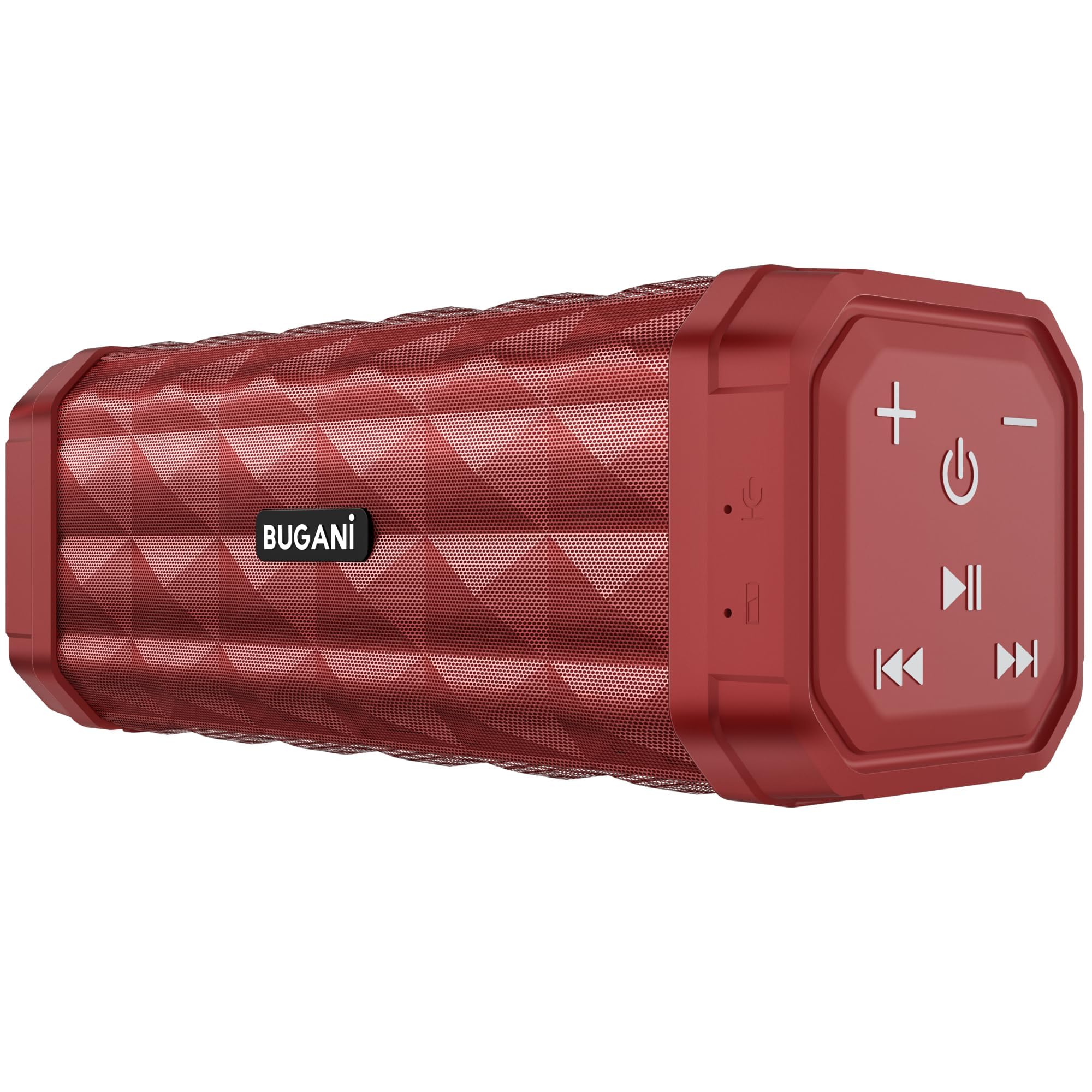 BUGANI M99 Bluetooth Speaker - Wireless Portable Speaker with Stereo Sound, 24H Playtime, 100ft Range, IPX5 Waterproof & Built-in Mic - Perfect for Home, Outdoor, Travel, Camping, Beach & Parties (Red)