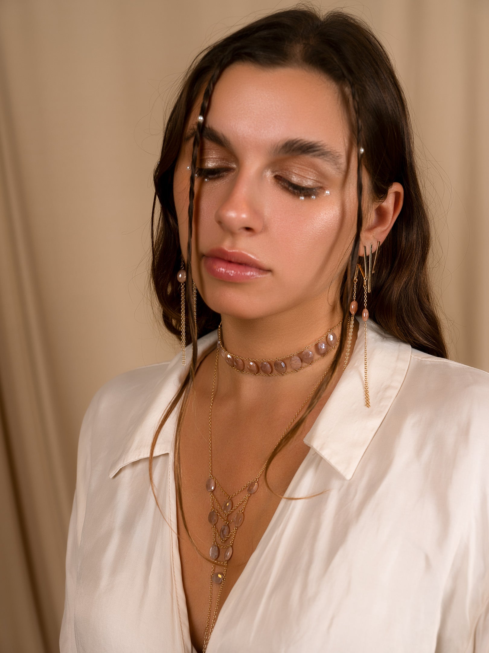 Ladders to Bliss Gemstone Choker Necklace - Elegant Bohemian Jewelry for Women - Perfect for Parties, Weddings & Everyday Wear