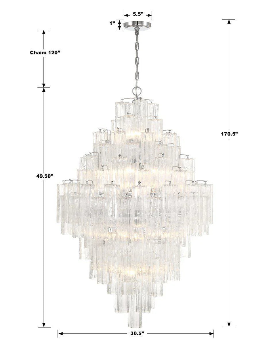 Addis Diamond Chandelier 49 Inch Height - Modern Crystal Ceiling Light Fixture for Dining Room, Living Room, Bedroom & Entryway