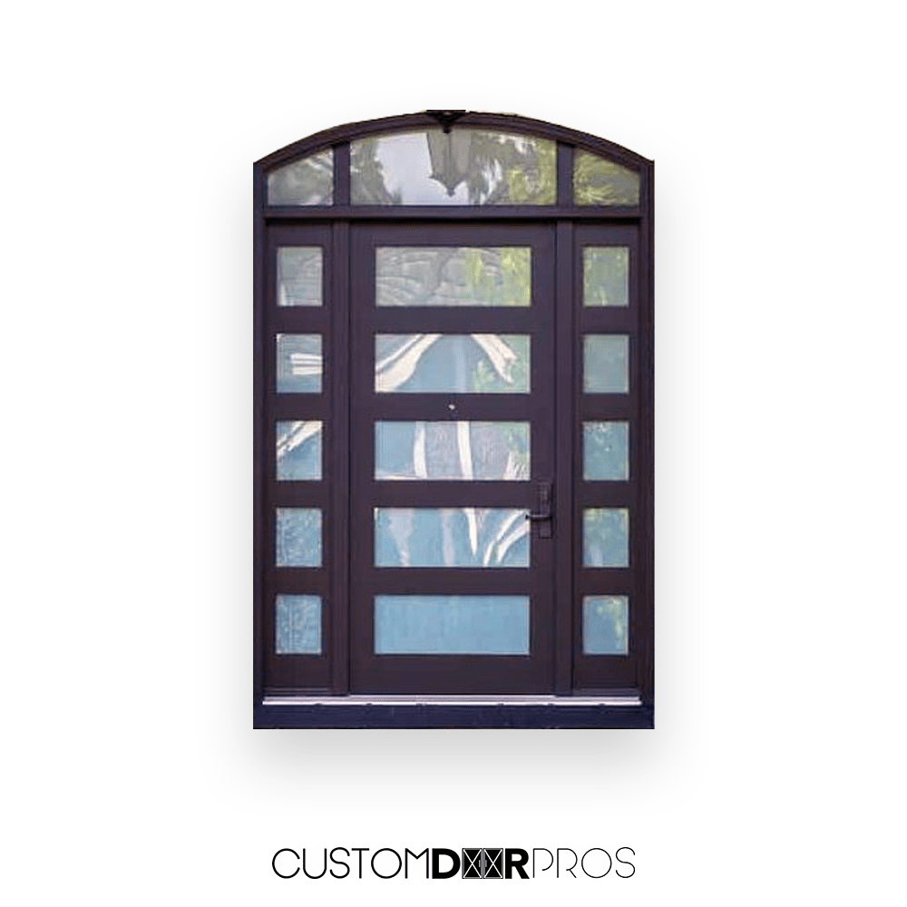 Atlas Contemporary Iron Front Door with Sidelights - Elegant Entryway for Modern Homes & High-End Properties