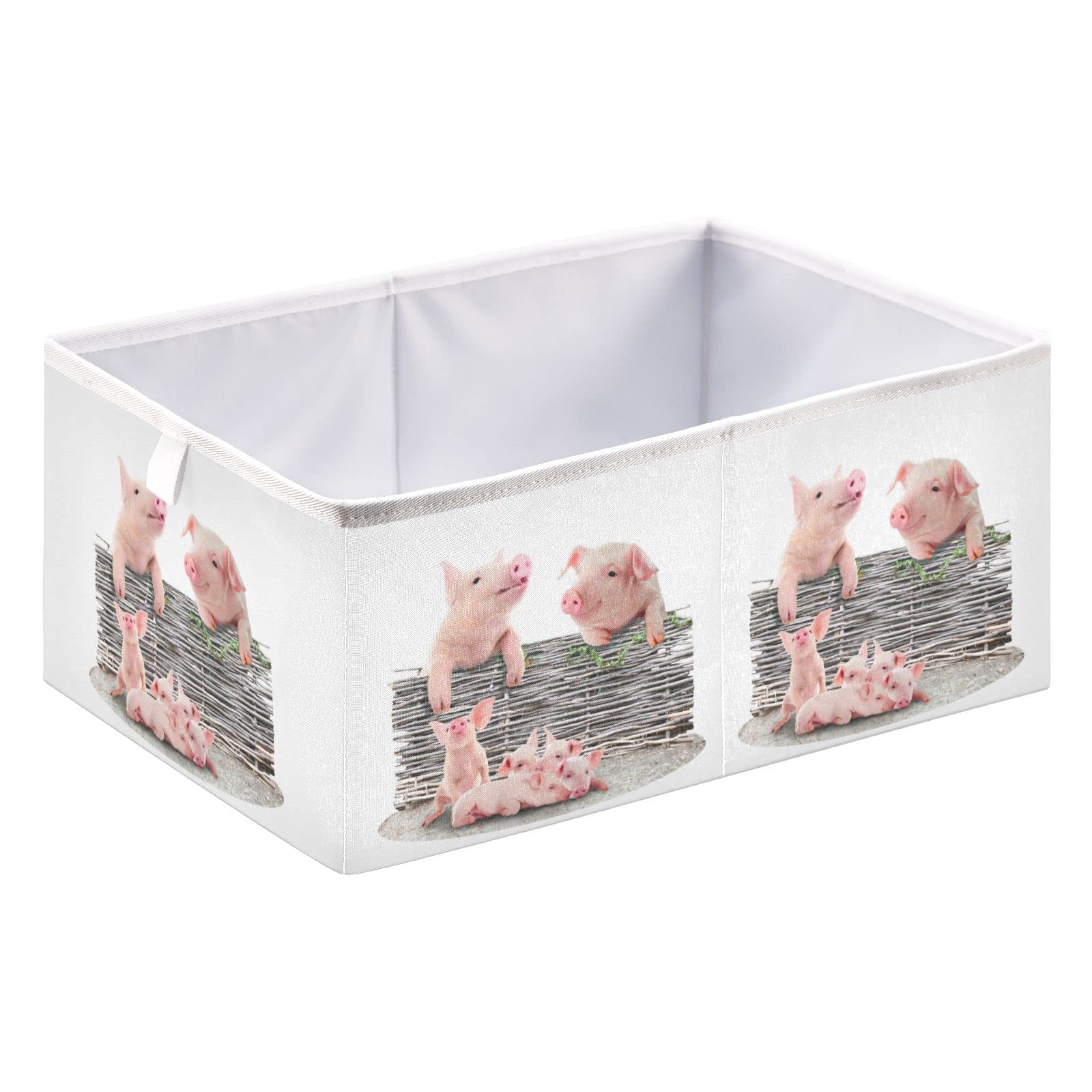 Ollabaky Collapsible Waterproof Fabric Storage Bin - Funny Pig Design Cube Basket for Clothes, Toys & Organizing Shelves, Drawers | Perfect for Kids Room, Nursery & Home Organization