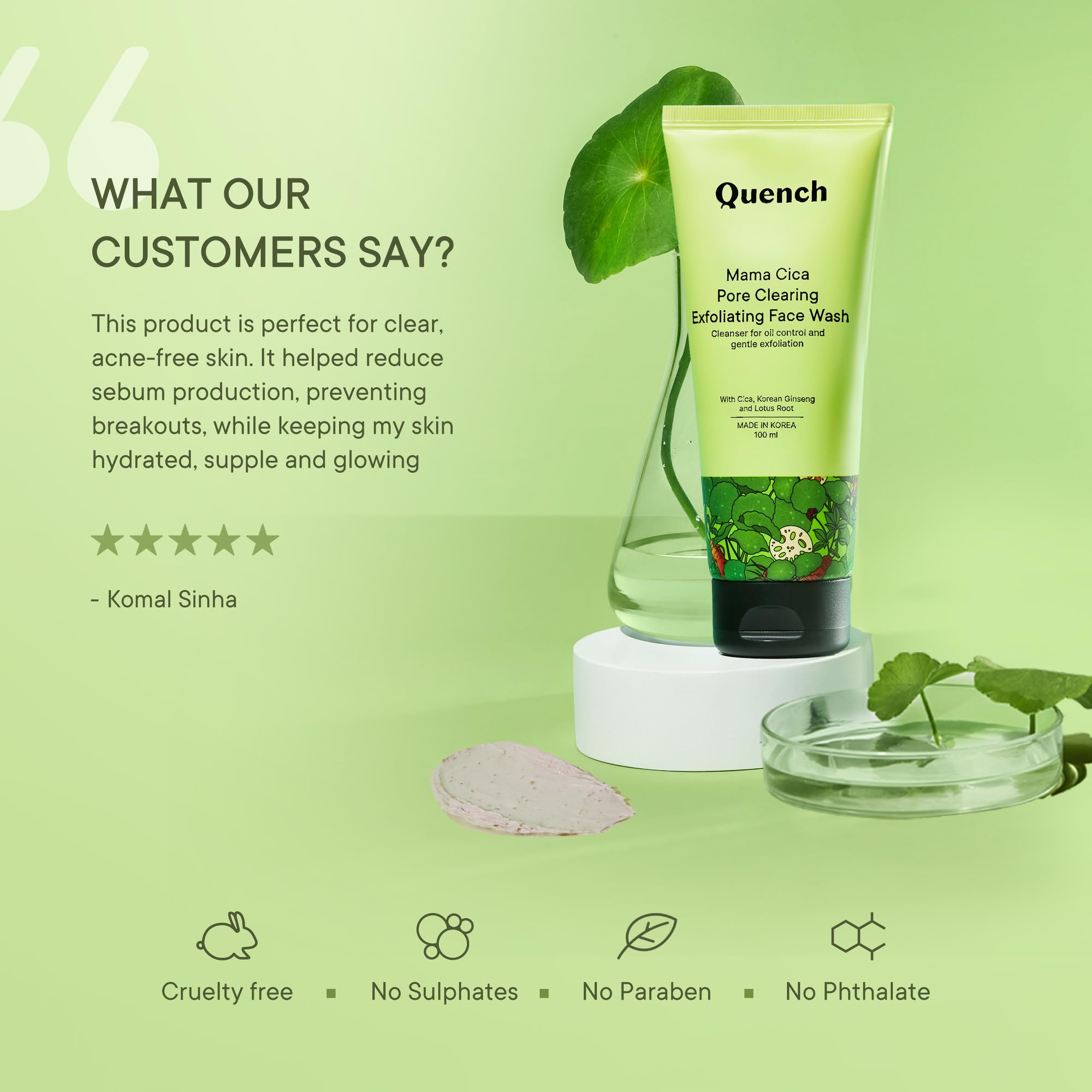 Quench Pore Clearing Exfoliating Face Wash - Korean Skincare for Deep Cleansing & Exfoliation | 100ml | Made in Korea | Perfect for Oily & Acne-Prone Skin Daily Routine