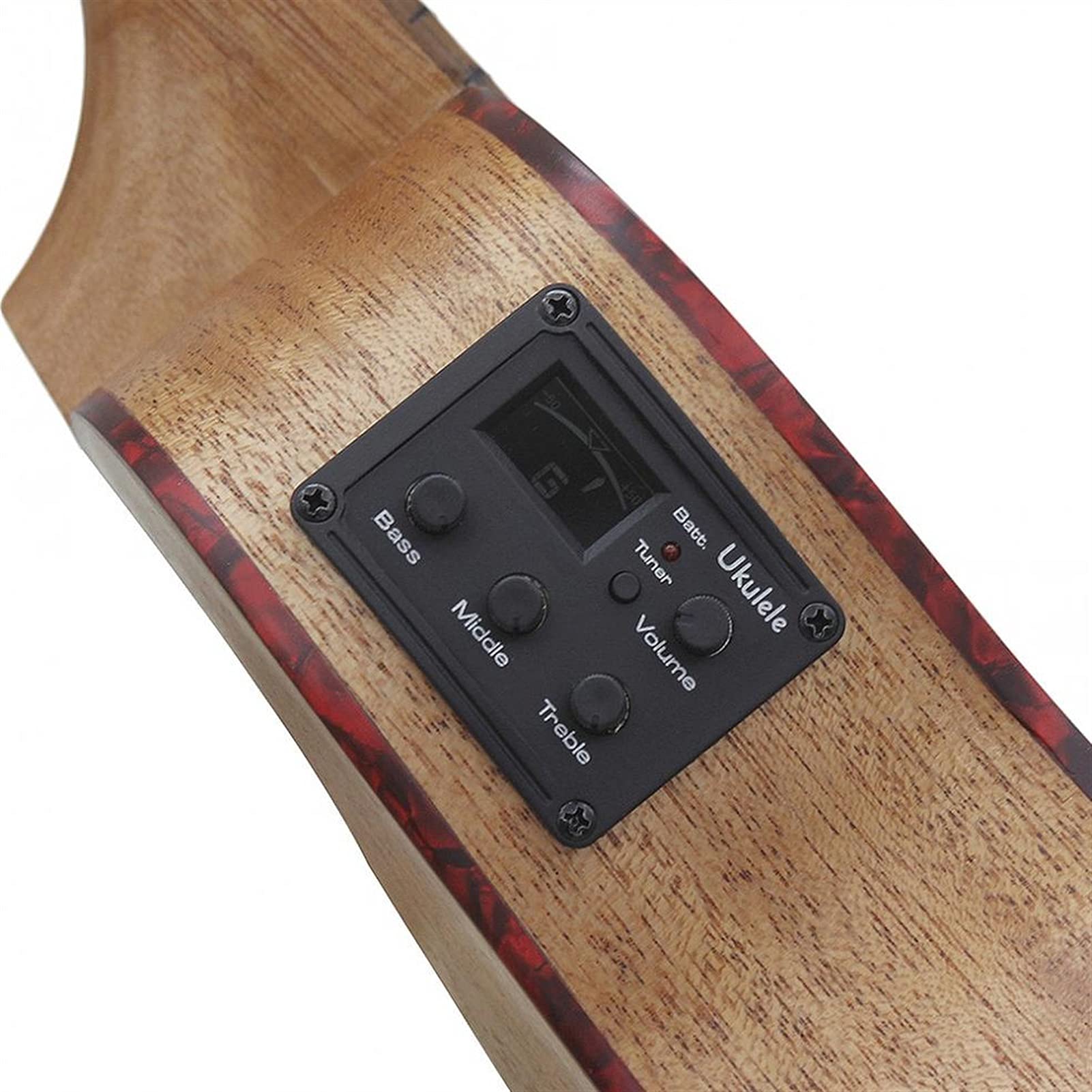 24 Inch Professional Electroacoustic Ukulele with Abalone Shell Edge - 18 Fret 4-String Hawaiian Guitar with Built-in EQ Pickup - Perfect for Concert, Stage Performance & Home Practice