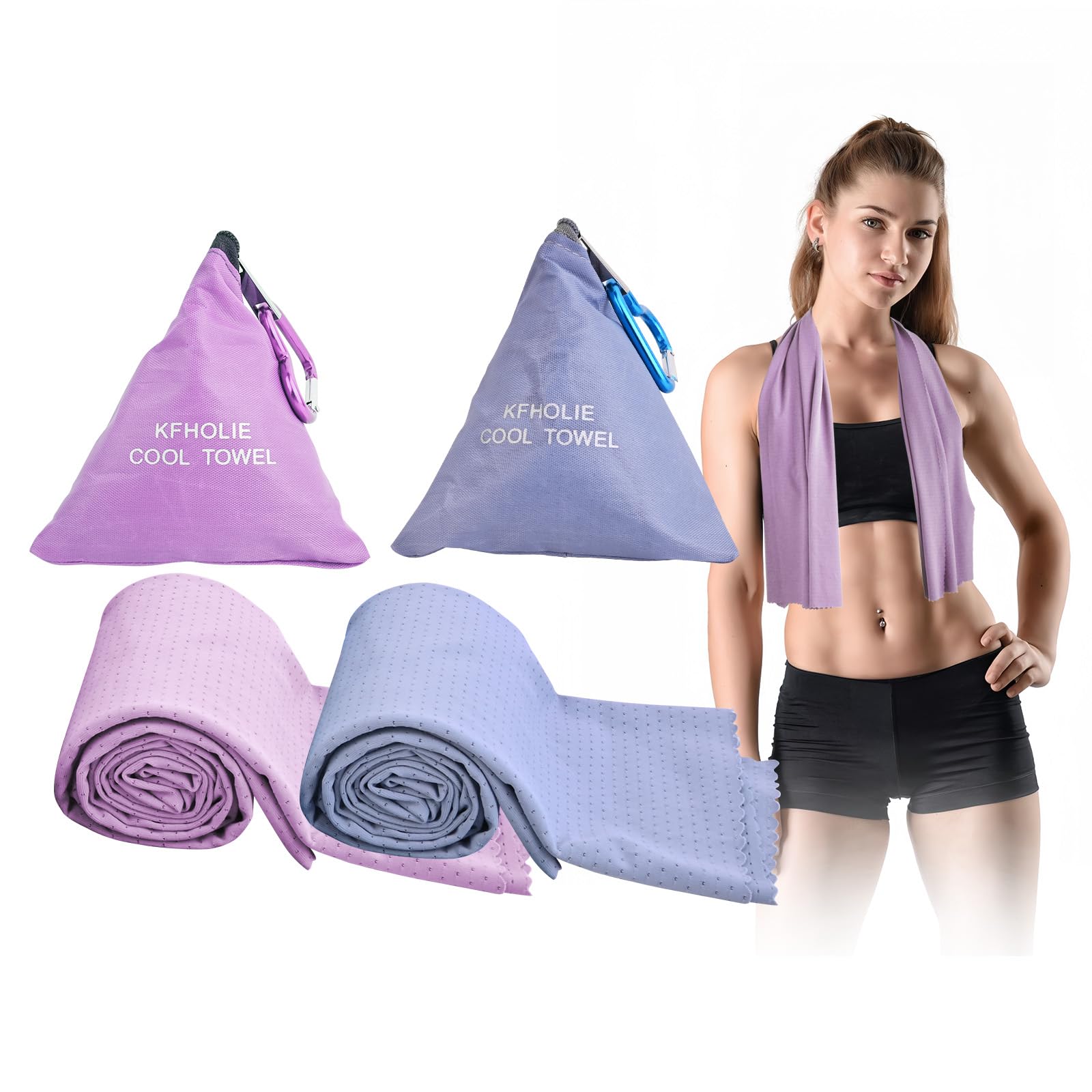 Cooling Towels for Gym, Yoga & Sports - Instant Heat Relief & Sweat Absorption - Stay Cool & Comfortable - Perfect for Running, Travel & Camping (2 Pack, Lavender) | Ideal for Outdoor Activities & Workouts