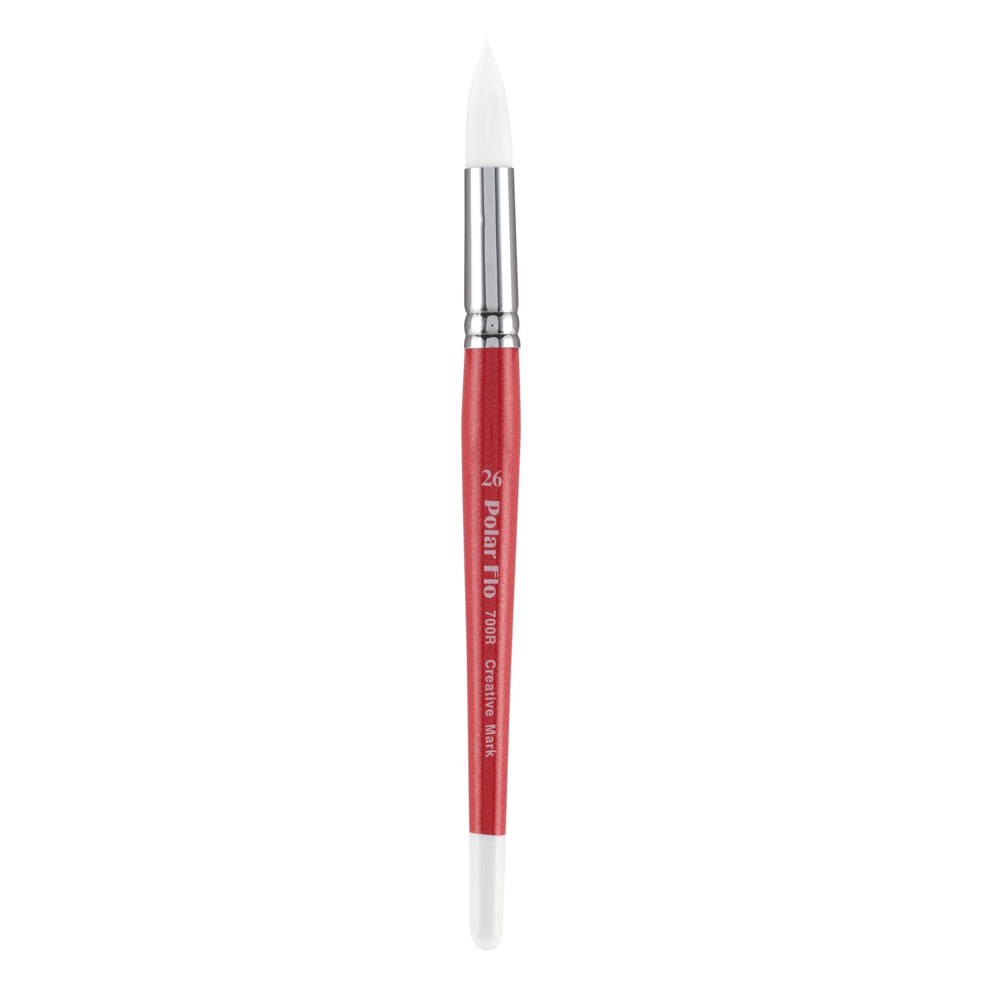 Creative Mark Polar Flo Professional Round 24 Watercolor Brushes - Short Handle with Nickel-Plated Brass Ferrule - Premium Art Paint Brushes for Acrylic, Watercolor, Gouache - Perfect for Artists, Students & Professional Painting Projects
