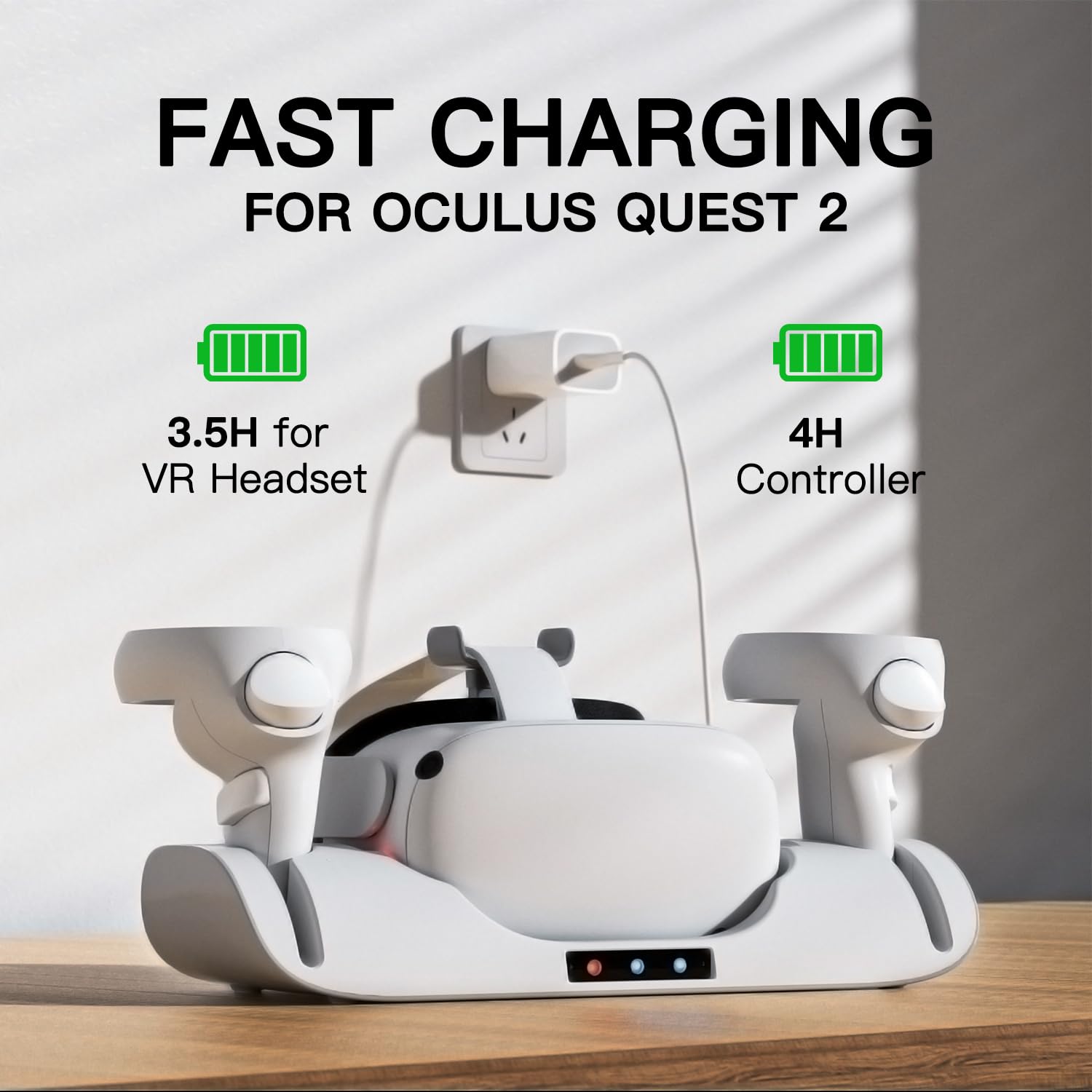 Upgraded Magnetic VR Charging Dock for Oculus Quest 2 with 2 Rechargeable Batteries - Fast Charger for Oculus Quest 2 Headset & Controllers with LED Indicator - Perfect for VR Gaming, Streaming & Extended Play Sessions