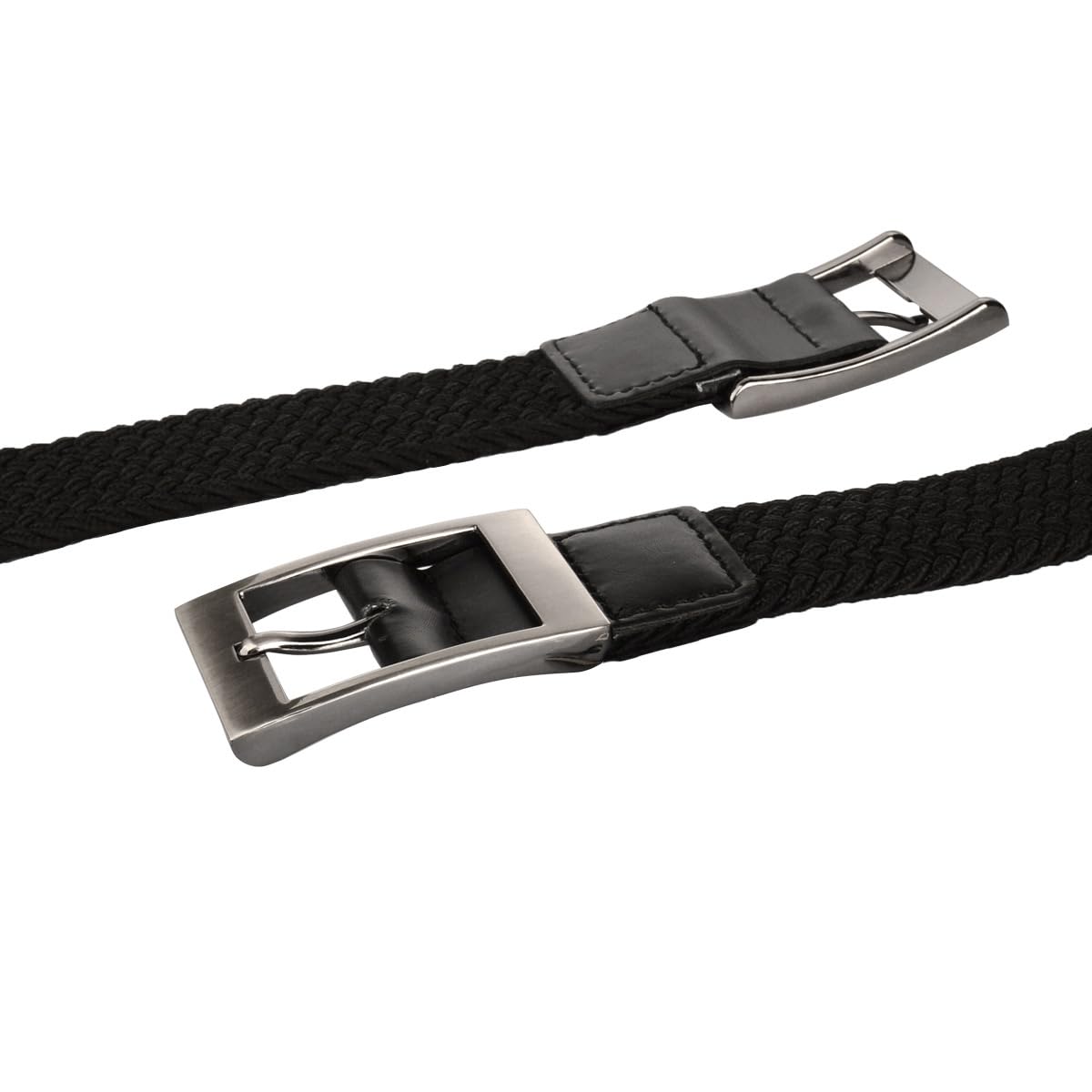 **Men's Plus Size Belts 39''-75'' - Black Braided Elastic Stretch Fabric Woven Web Belt for Casual, Work, Golf & Jeans | Comfortable & Adjustable Waistband**    *(Use for: Everyday Wear, Office Attire, Golf Outings, Denim Styling & More)*