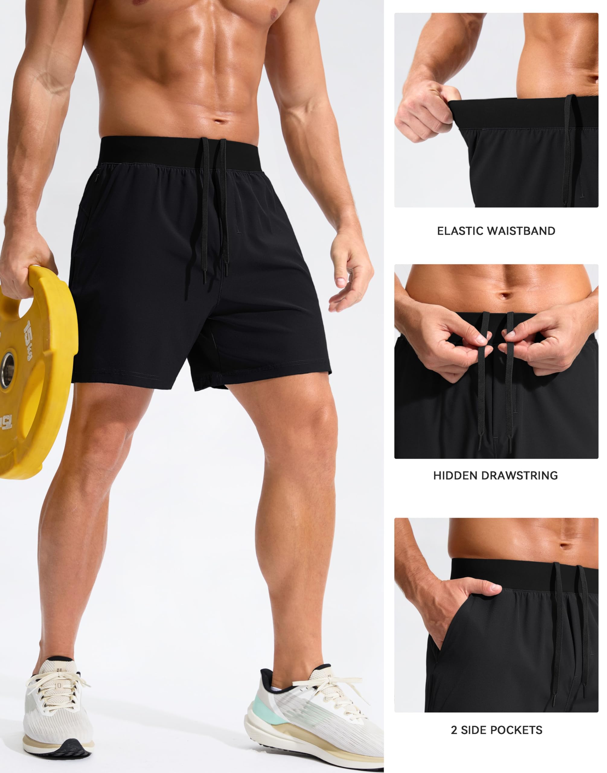 **Soothfeel Men's 5 Inch Running Shorts with Zipper Pockets - Quick Dry, Breathable Athletic Shorts for Gym, Workout, Tennis & Sports - Perfect for Jogging, Training & Outdoor Activities**