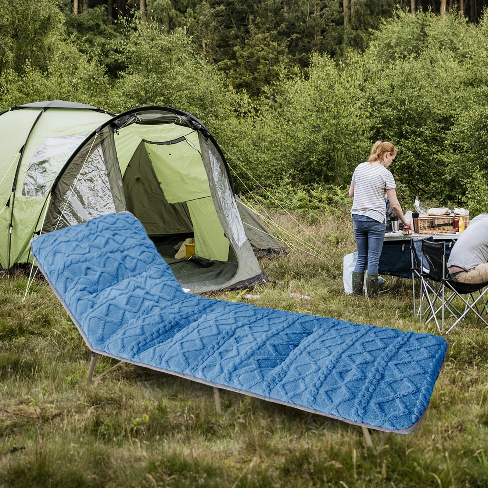 **Thick Camping Cot Mattress with Elastic Straps - 75