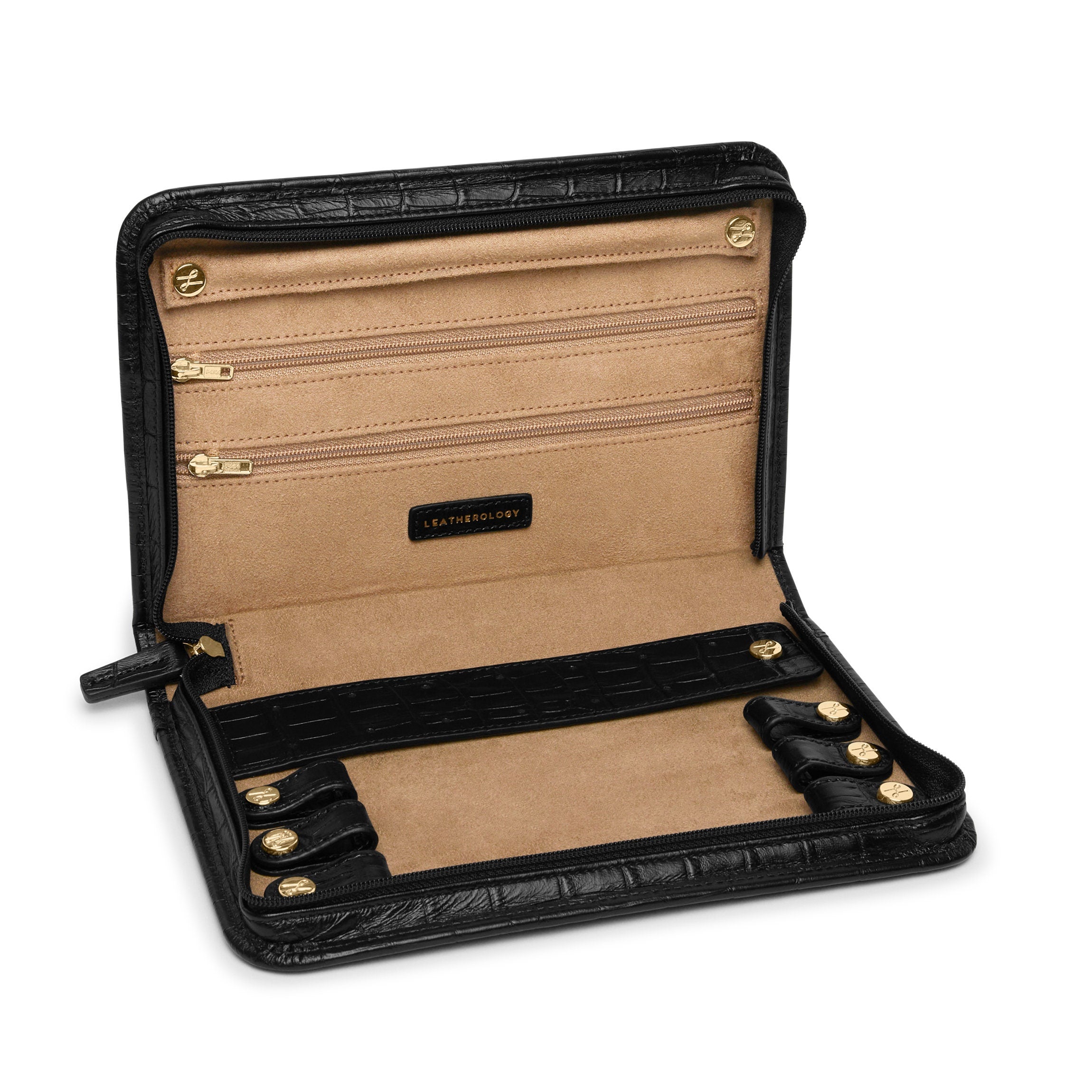 Large Black Crocodile Pattern Jewelry Organizer Box - Perfect for Travel, Gift Giving & Home Storage