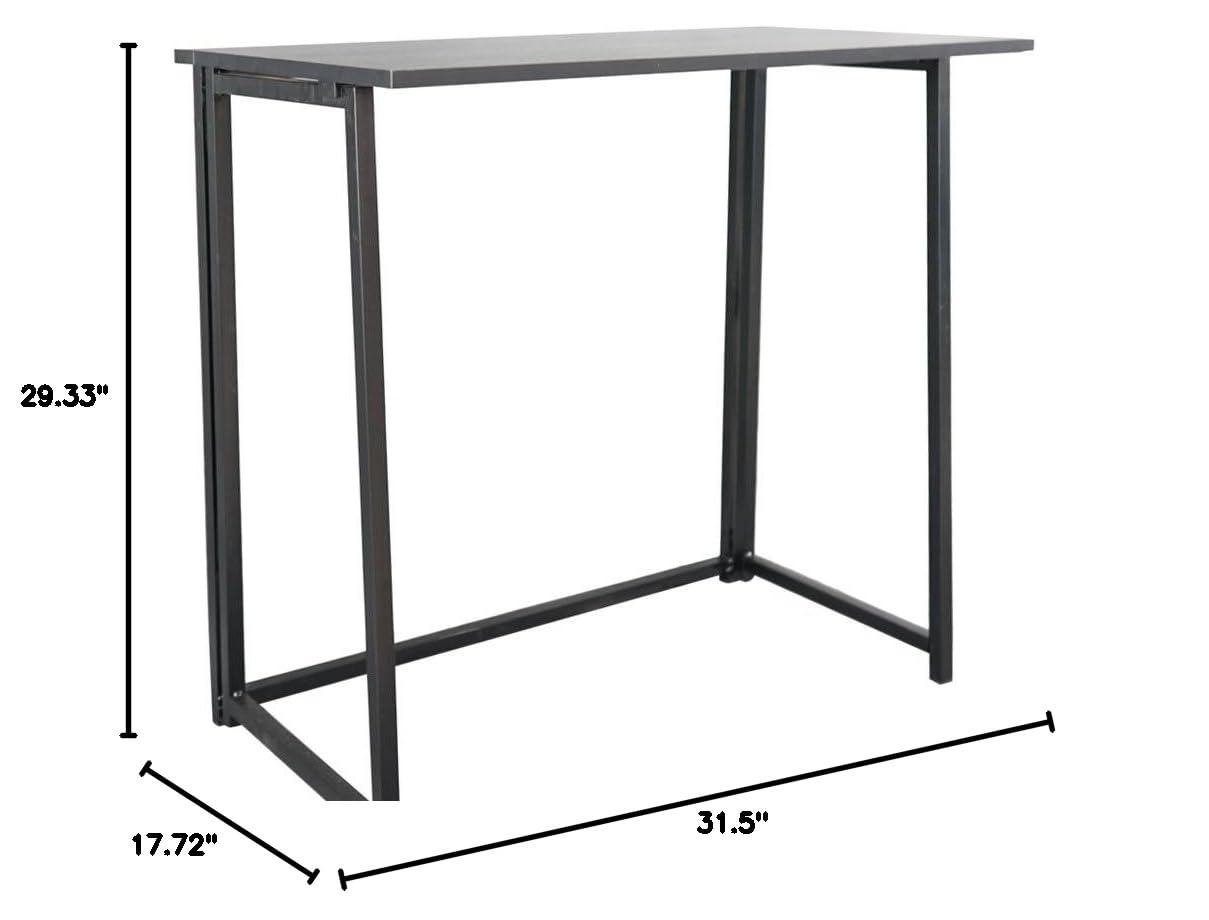 Foldable Computer Desk for Small Spaces - No Assembly Space-Saving Home Office Desk, Laptop Table & Writing Desk | Compact Study Reading Table (Black) | Perfect for Apartments, Dorms & Tiny Homes