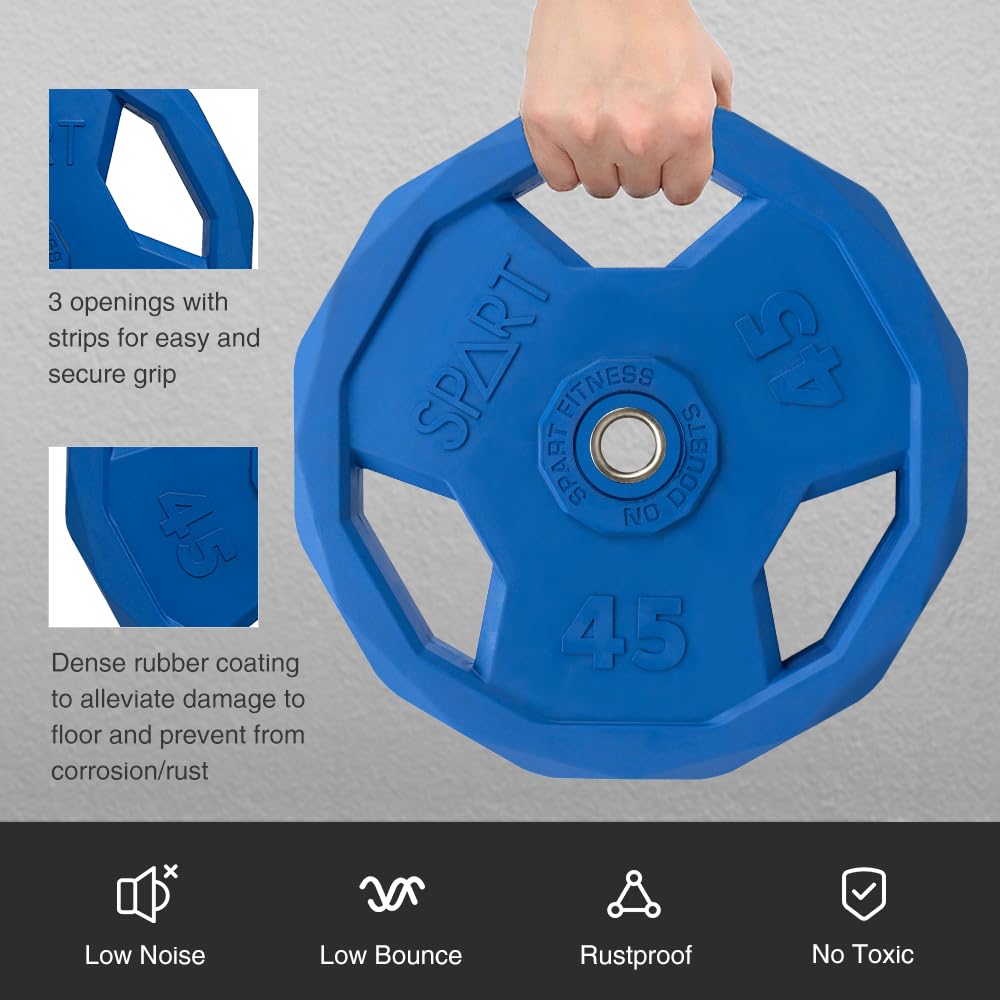 SPART Color Coded 1-Inch Rubber Coated Weight Plates - Solid Cast Iron Standard Grip Plates for Barbell Strength Training, Weightlifting & Crossfit - Fits 25mm/28mm Olympic Bars - Perfect for Home Gym, Commercial Fitness & Crossfit Boxes