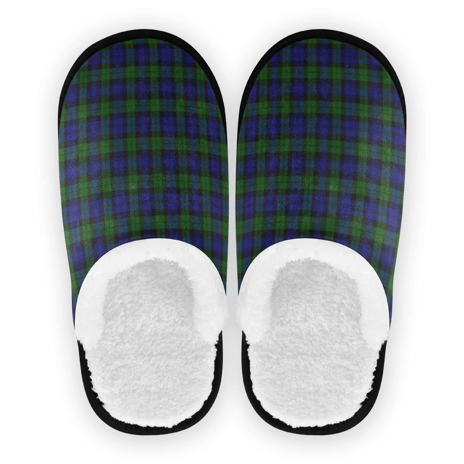 Vozoza Memory Foam Slippers for Women & Men - Non-Slip Indoor/Outdoor House Slippers with Blackwatch Tartan Design | Perfect for Home, Travel, Spa & Relaxation