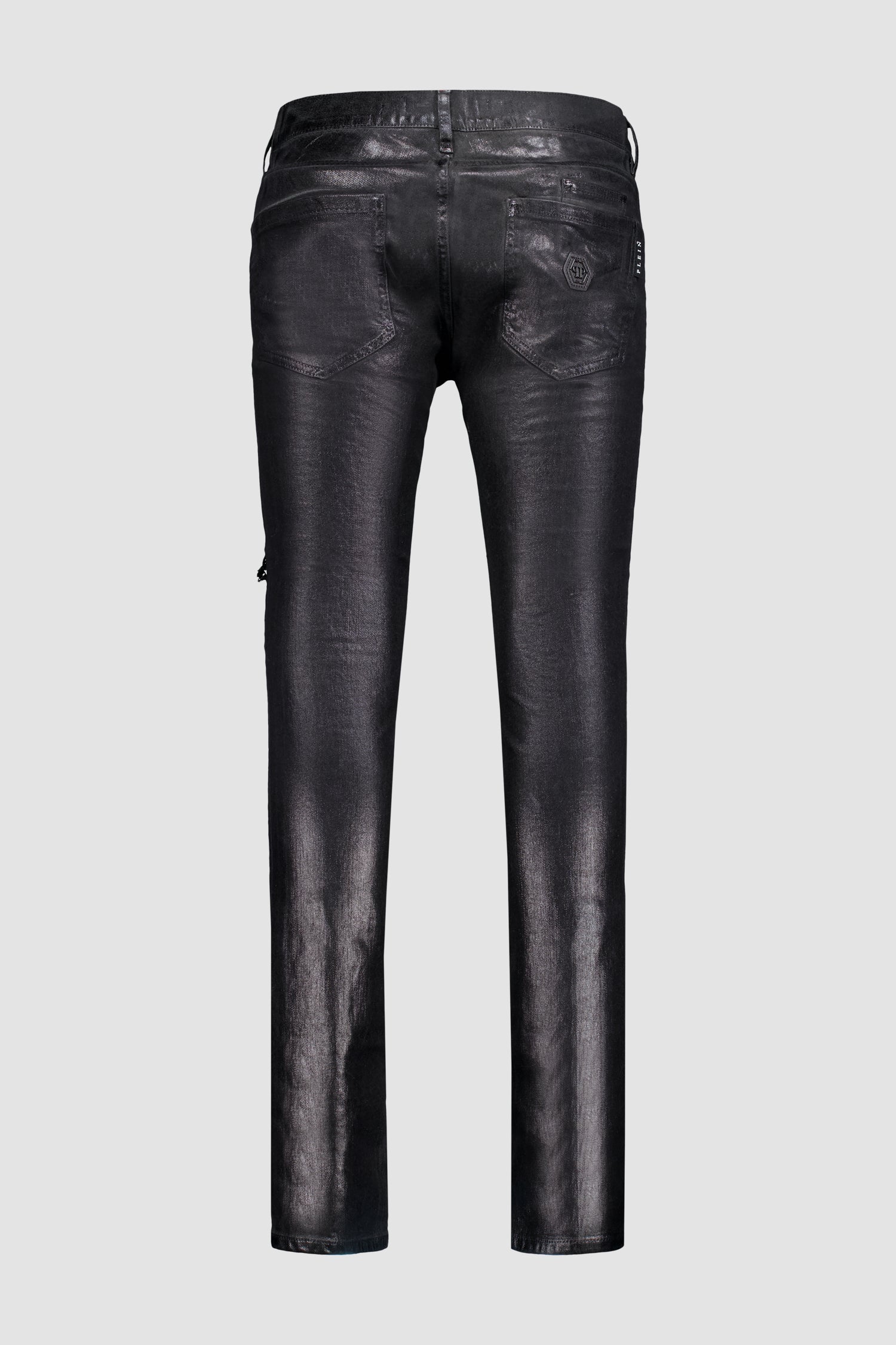 Philipp Plein Black Denim Biker Fit Trousers for Men - Stylish Motorcycle-Inspired Pants for Casual Wear & Night Out